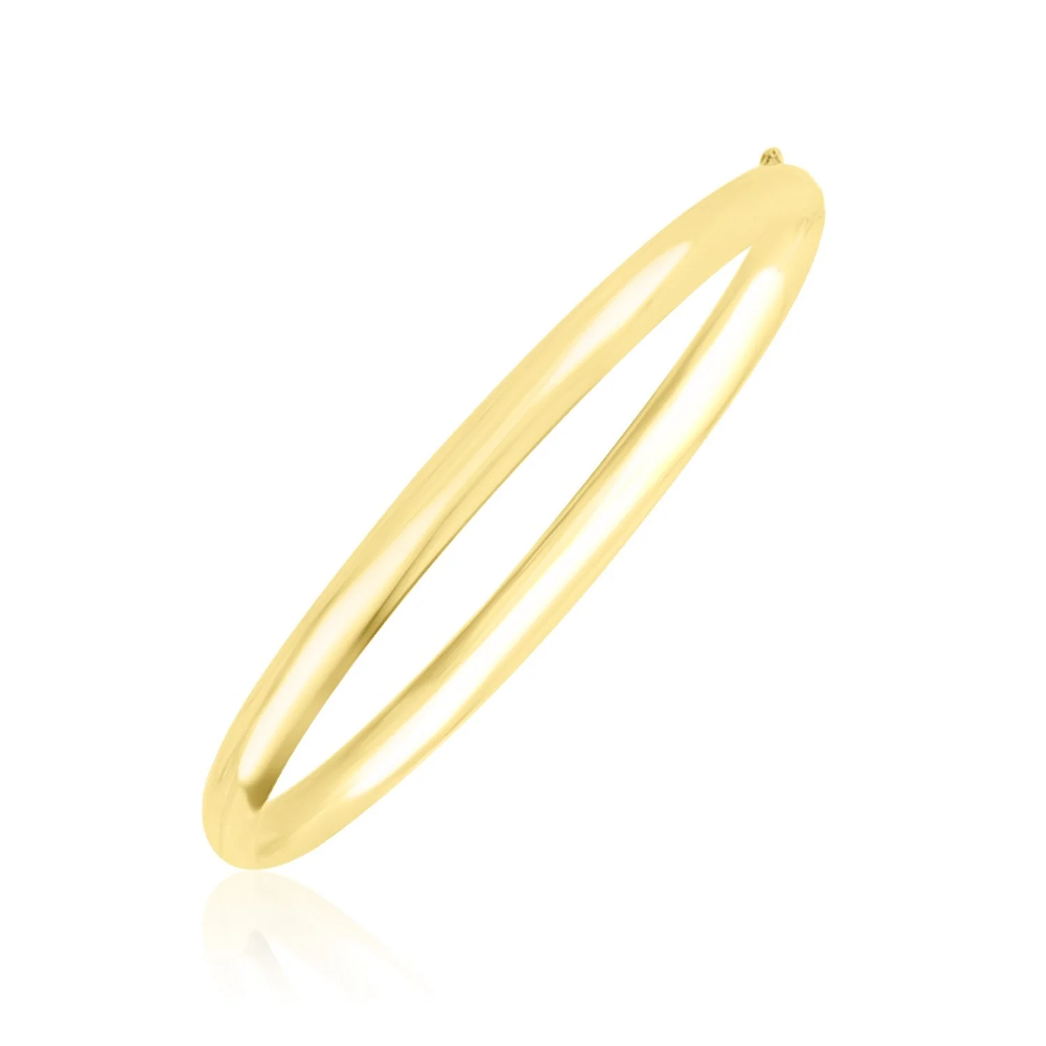 10k Yellow Gold Dome Style Shiny Bangle - Image 2