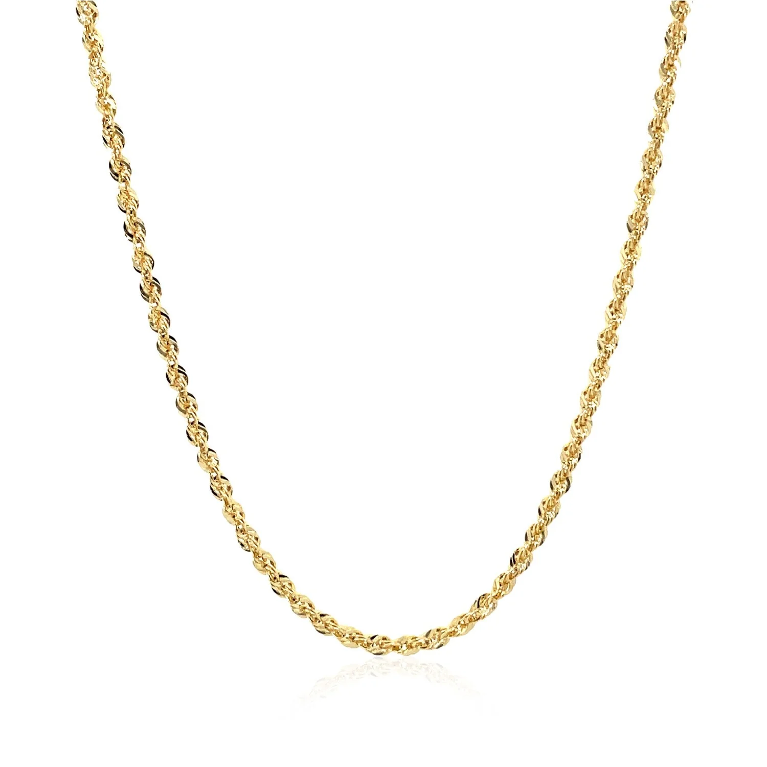 10K Yellow Gold Hollow Diamond Cut Rope Chain (2.00 mm) - Image 6