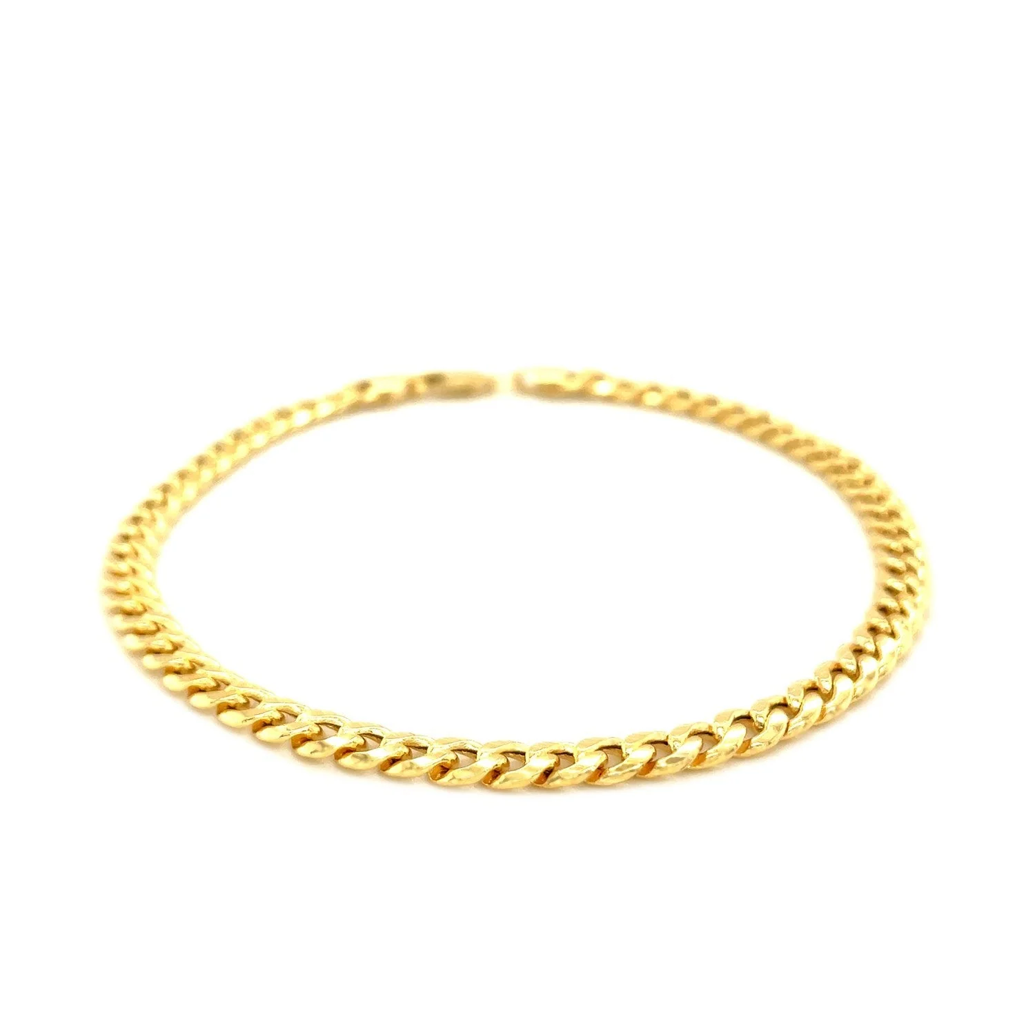 10k Yellow Gold Miami Cuban Semi Solid Bracelet (4.50 mm) - Image 5