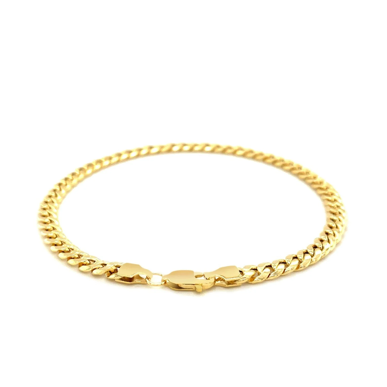 10k Yellow Gold Miami Cuban Semi Solid Bracelet (4.50 mm) - Image 6