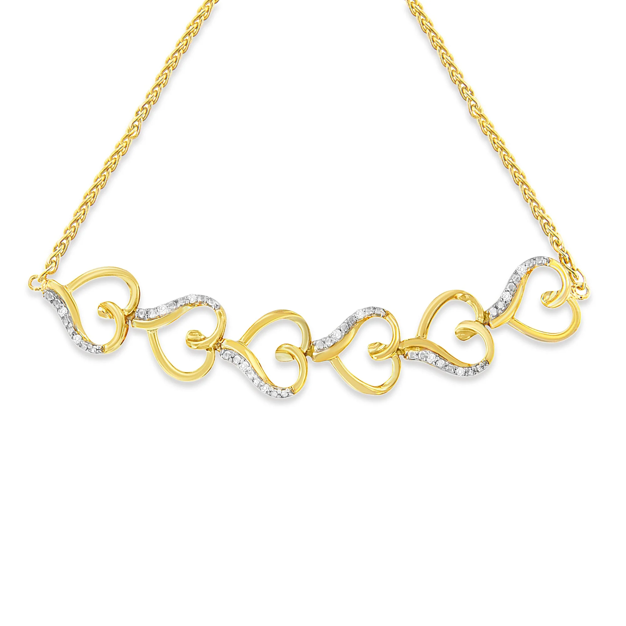10K Yellow Gold over .925 Sterling Silver Diamond Accented Open Hearts 6â€-9†Adjustable Chain Bolo Bracelet (H-I Color, I2-I3 Clarity) - Image 6