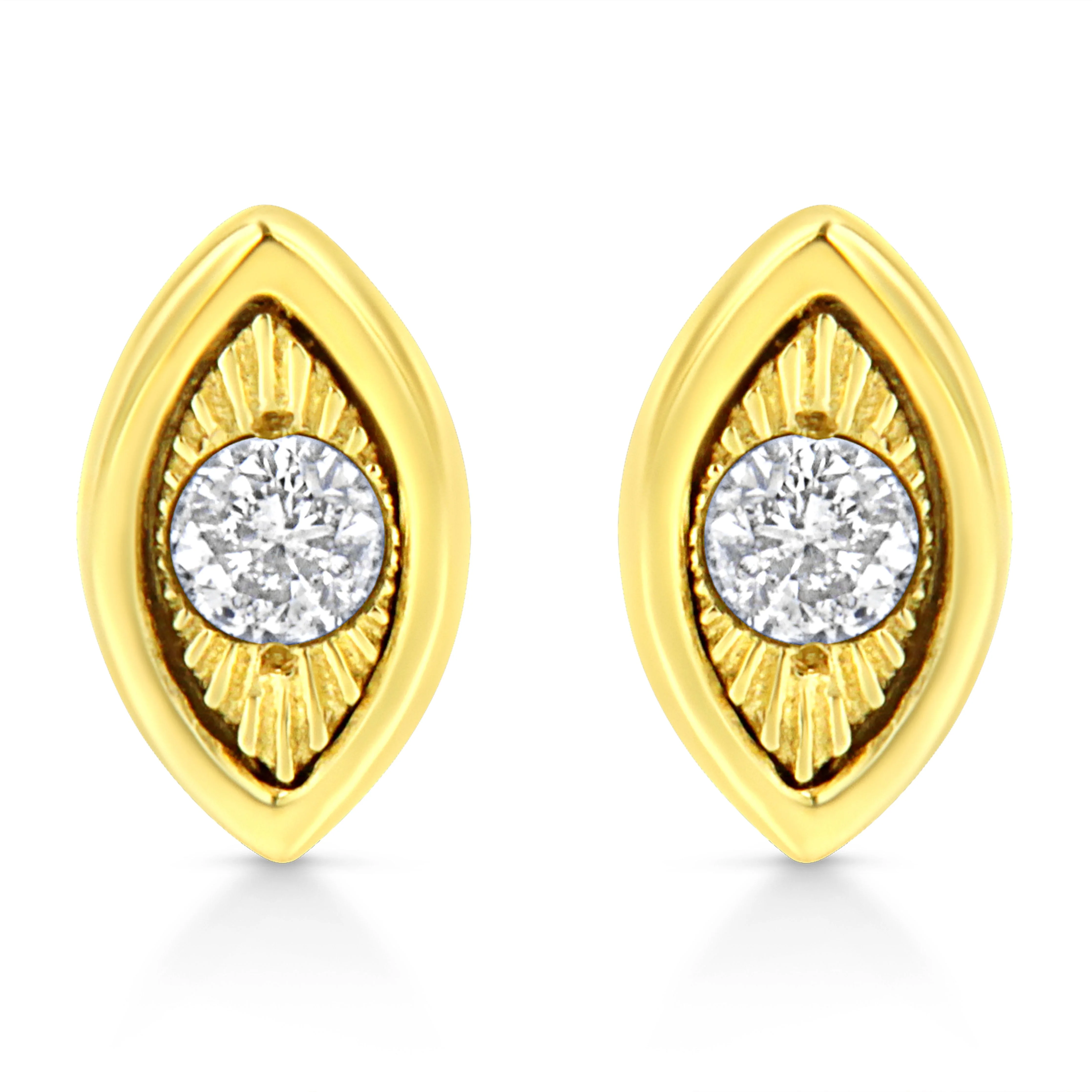 10K Yellow Gold Plated .925 Sterling Silver 1/10 Cttw Miracle-Set Diamond Circle Shape Stud Earrings (K-L Color, I2-I3 Clarity) - Image 5