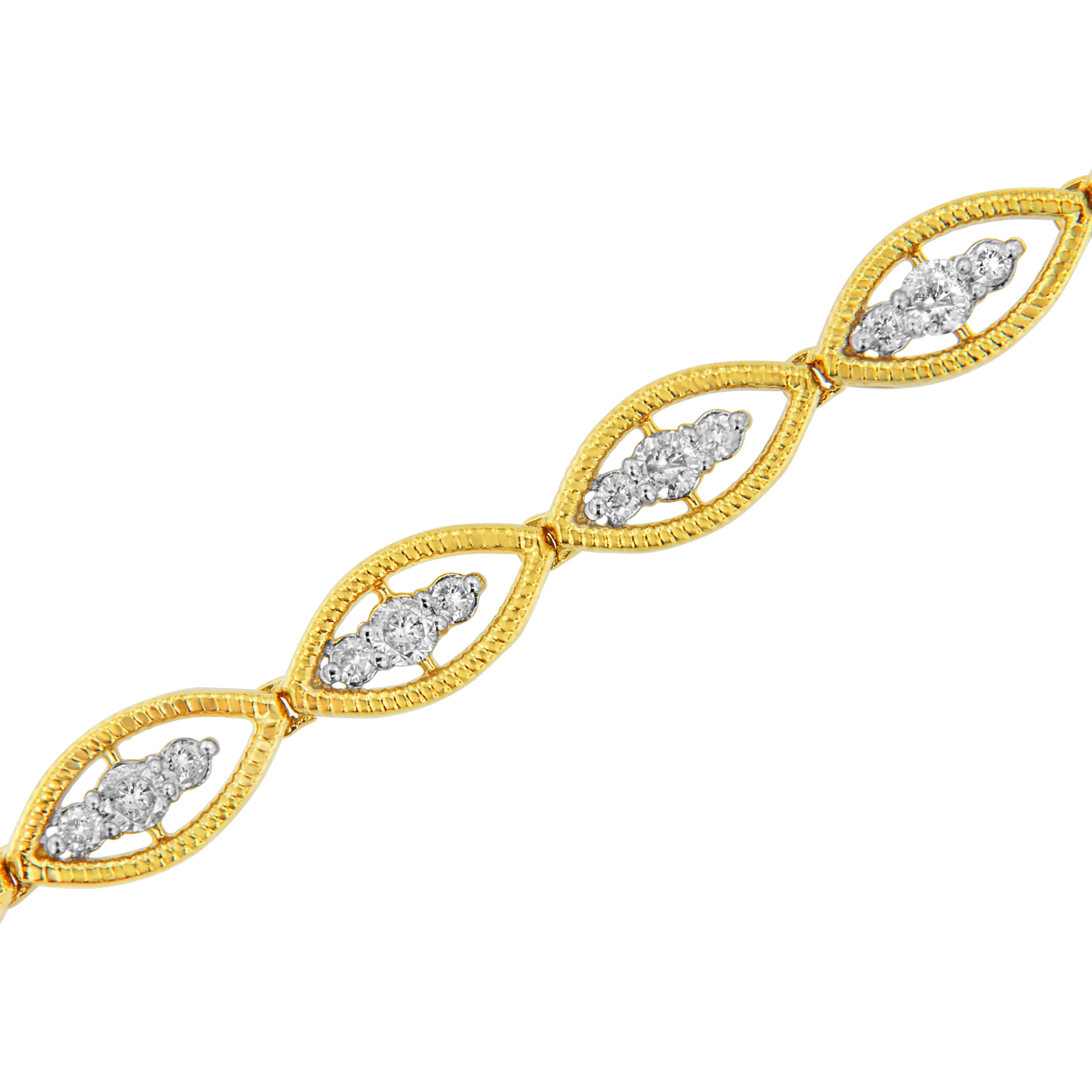 10K Yellow Gold Plated .925 Sterling Silver 1 cttw Prong Set Round-Cut Diamond Link Bracelet (J-K Color, I1-I2 Clarity) - 7.25" - Image 10