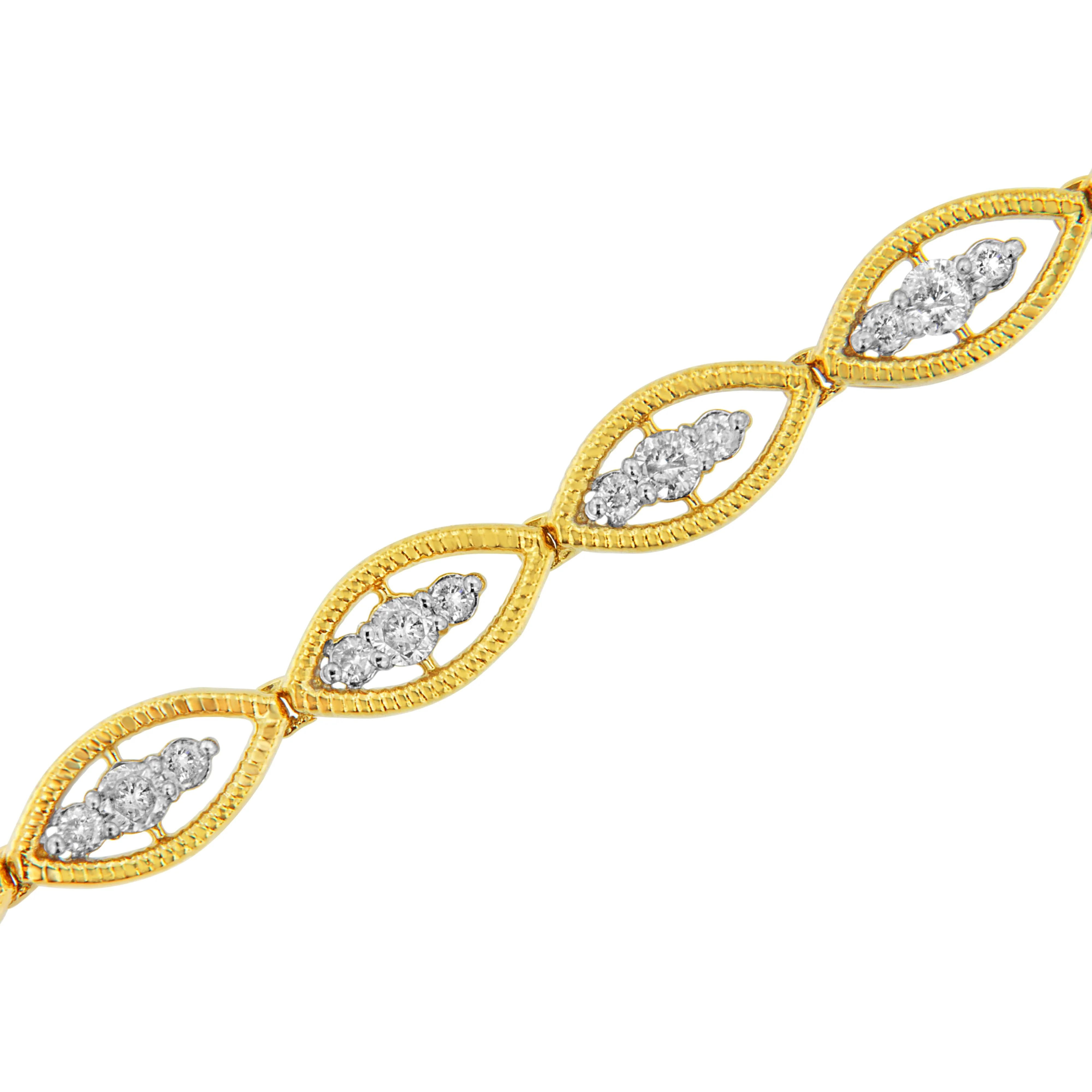 10K Yellow Gold Plated .925 Sterling Silver 1 cttw Prong Set Round-Cut Diamond Link Bracelet (J-K Color, I1-I2 Clarity) - 7.25" - Image 5