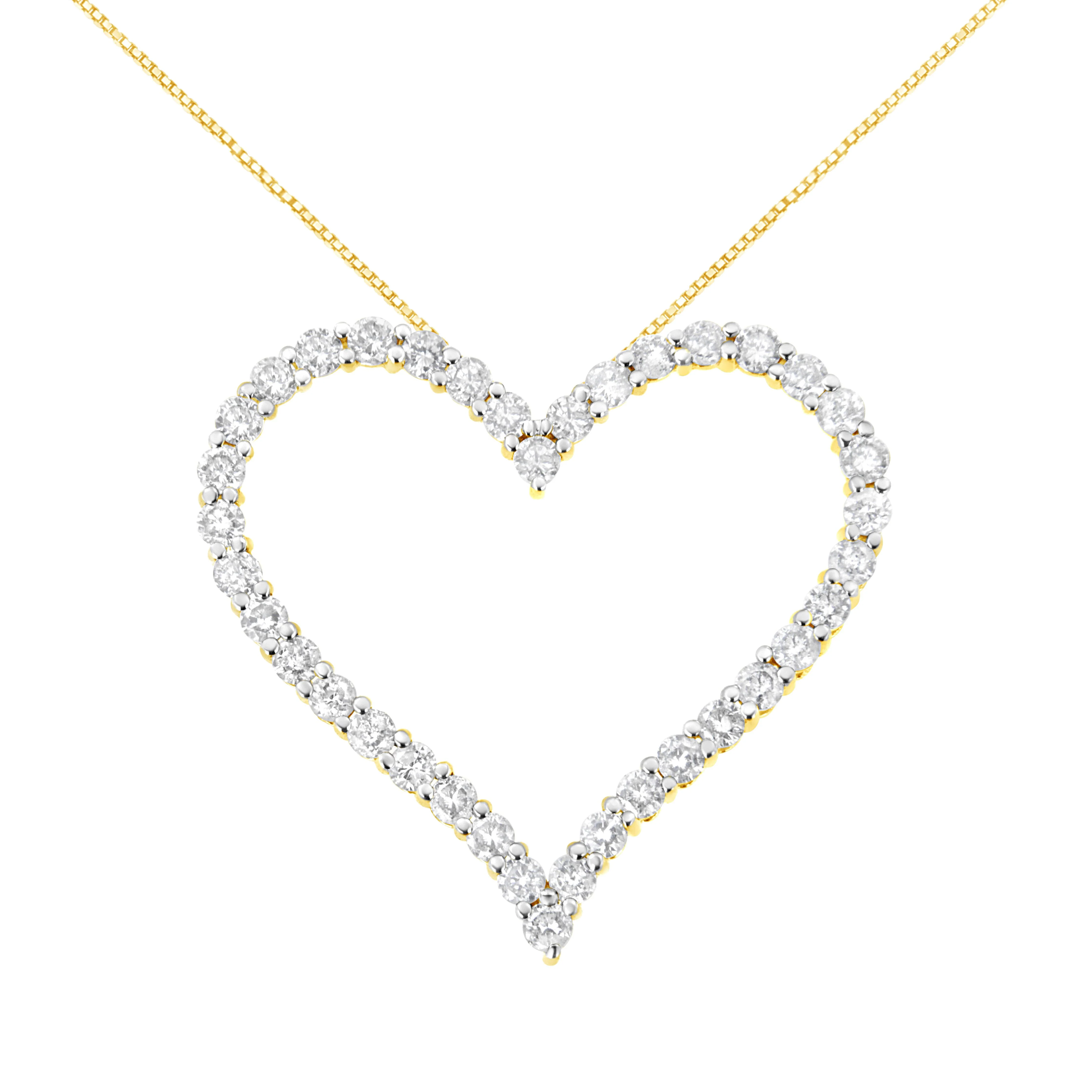 10k Yellow Gold Plated .925 Sterling Silver 3.0 cttw Round-Cut Diamond Open Heart Pendant Necklace (J-K Color, I1-I2 Clarity) - 18" - Image 5