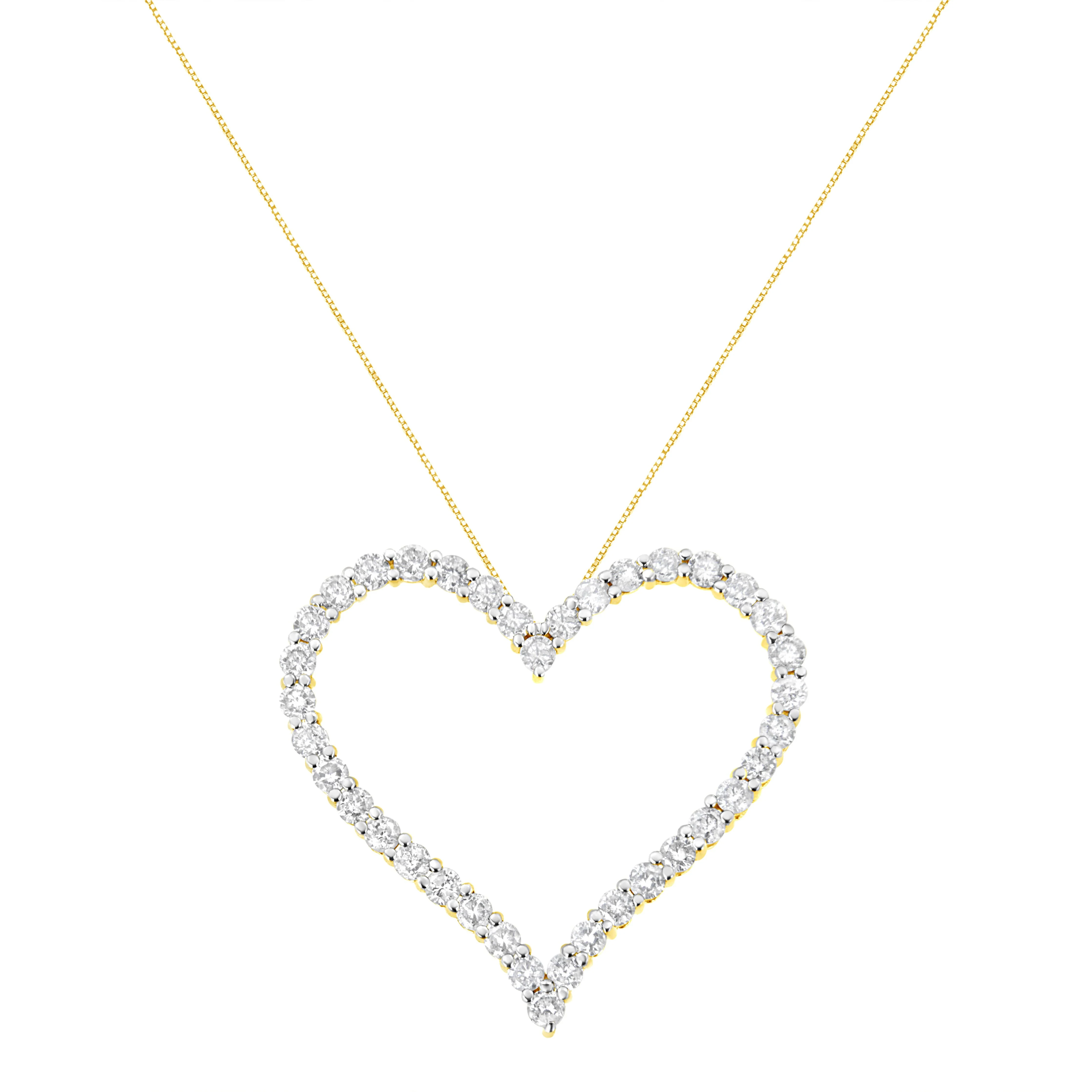 10k Yellow Gold Plated .925 Sterling Silver 3.0 cttw Round-Cut Diamond Open Heart Pendant Necklace (J-K Color, I1-I2 Clarity) - 18" - Image 6