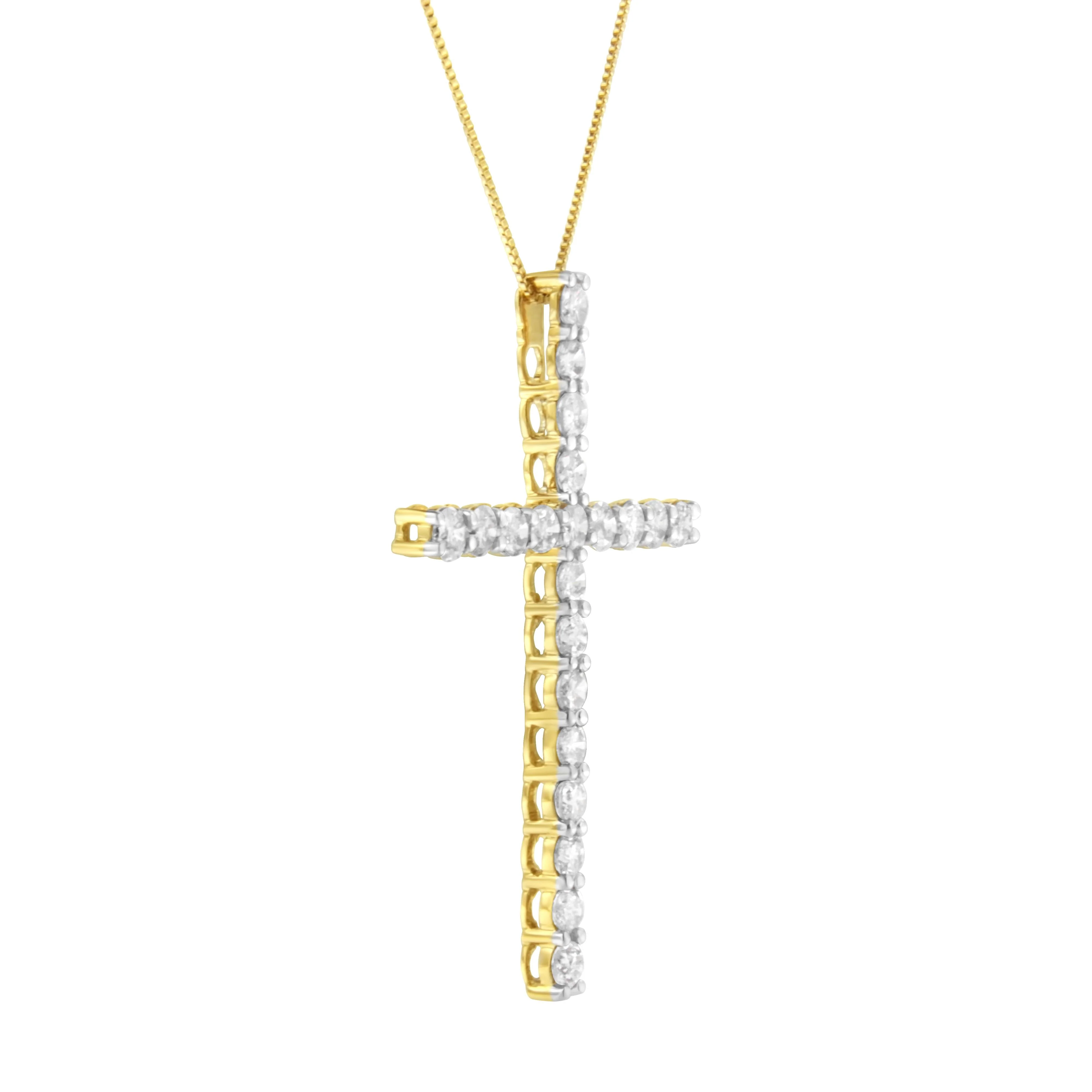 10K Yellow Gold Plated .925 Sterling Silver 4.0 Cttw Round Cut Diamond Cross Pendant Necklace (J-K Color, I1-I2 Clarity) - 18" - Image 3