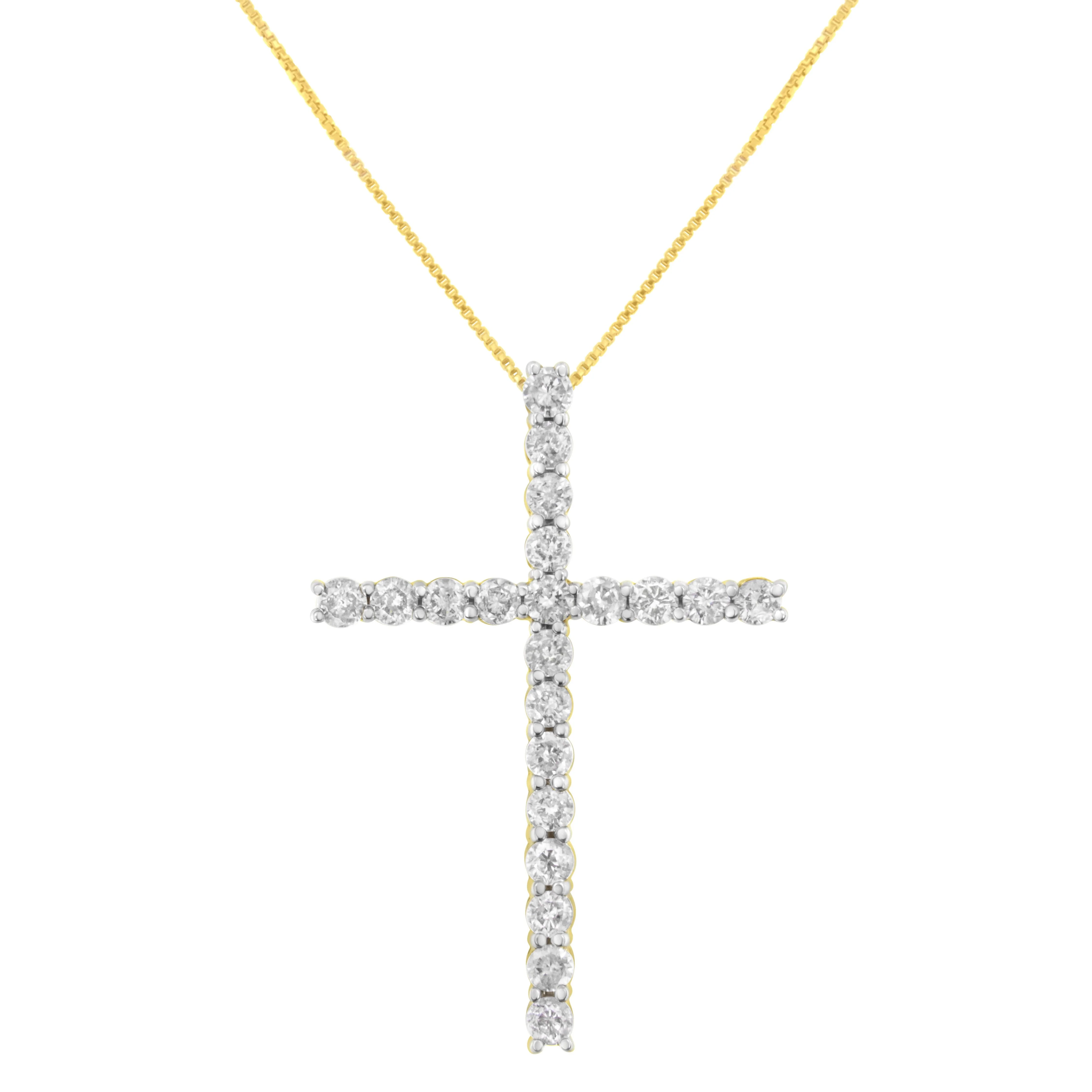 10K Yellow Gold Plated .925 Sterling Silver 4.0 Cttw Round Cut Diamond Cross Pendant Necklace (J-K Color, I1-I2 Clarity) - 18" - Image 4
