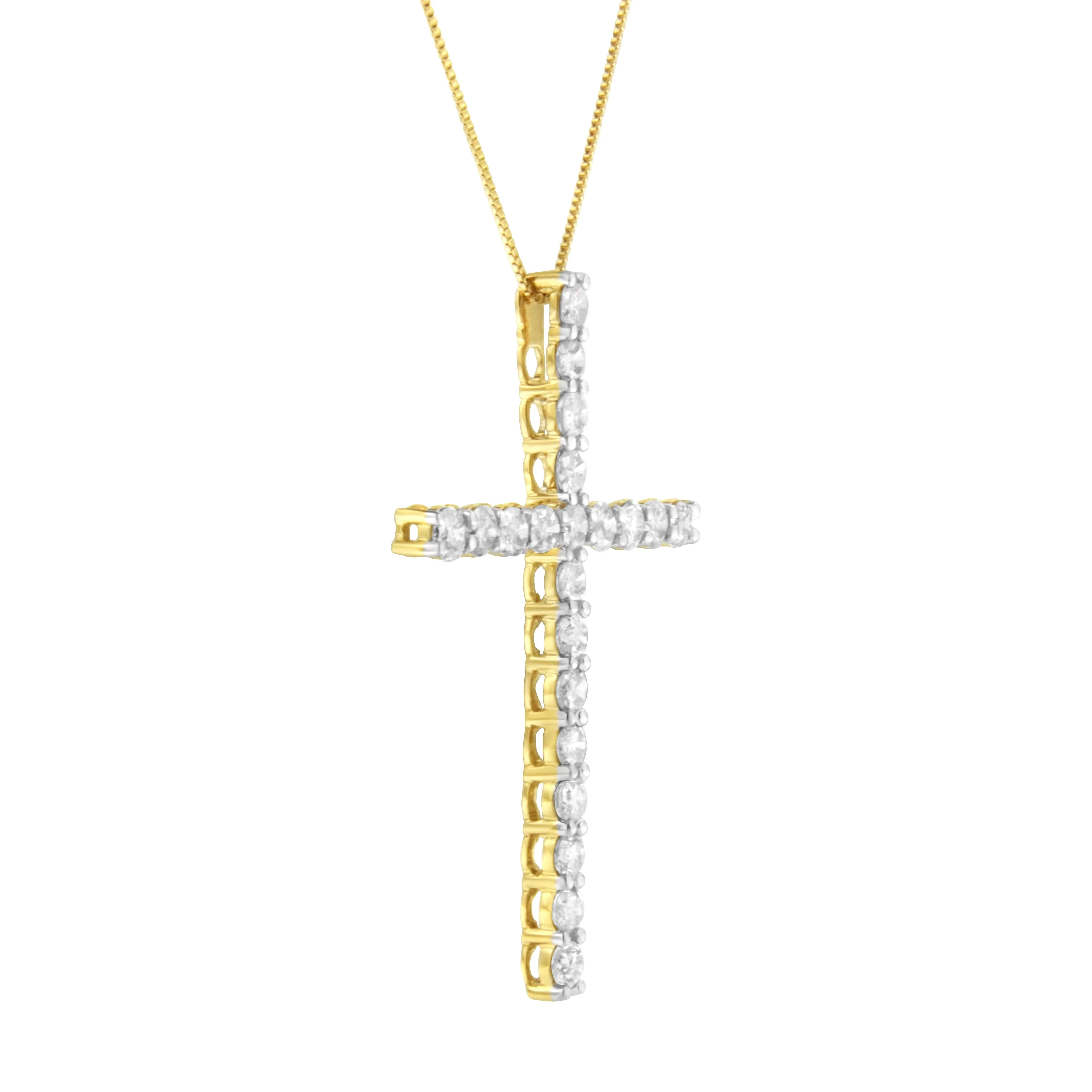 10K Yellow Gold Plated .925 Sterling Silver 4.0 Cttw Round Cut Diamond Cross Pendant Necklace (J-K Color, I1-I2 Clarity) - 18" - Image 6