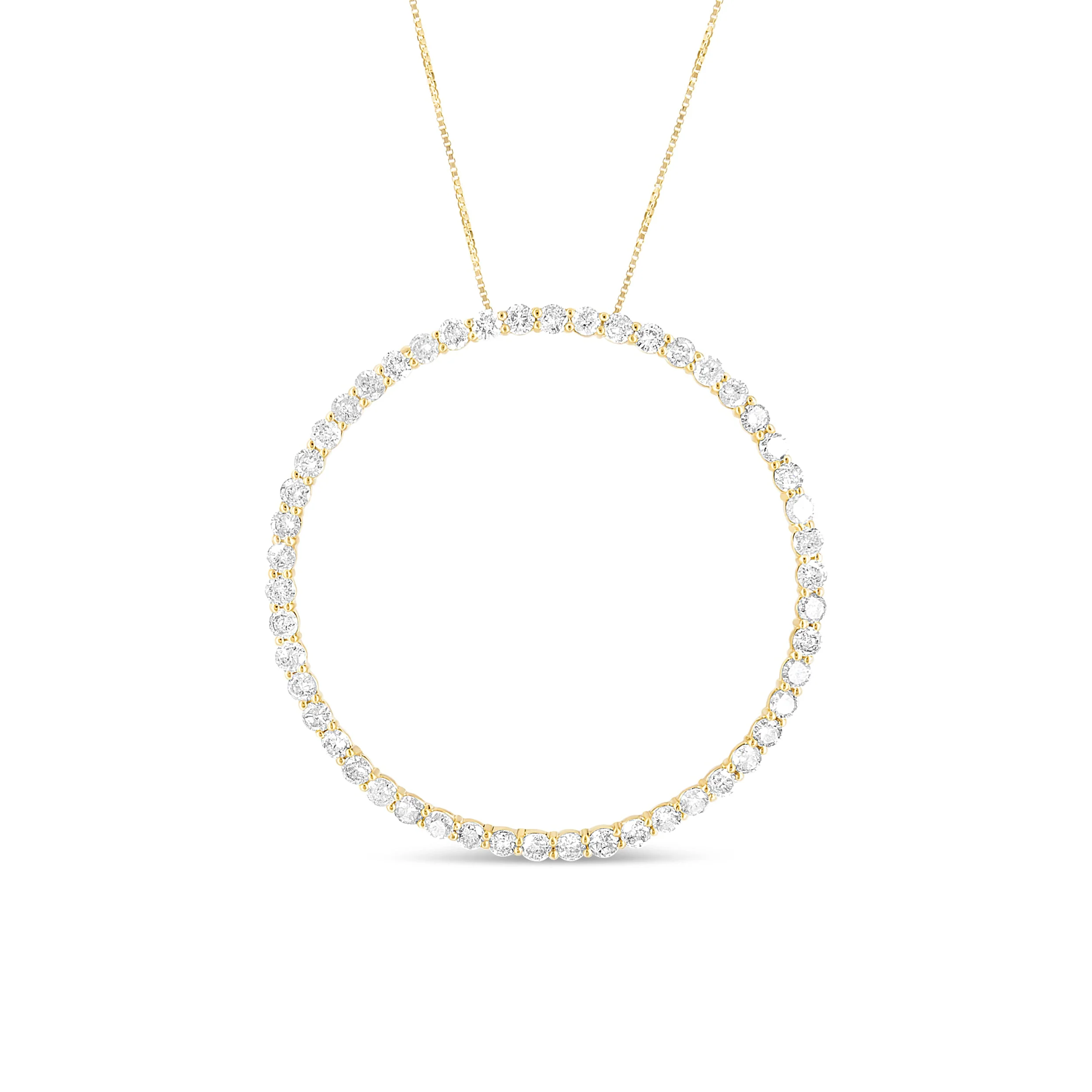 10K Yellow Gold Plated .925 Sterling Silver 4 Cttw Diamond Circle Hoop 18" Pendant Necklace (J-K Color, I1-I2 Clarity) - Image 10