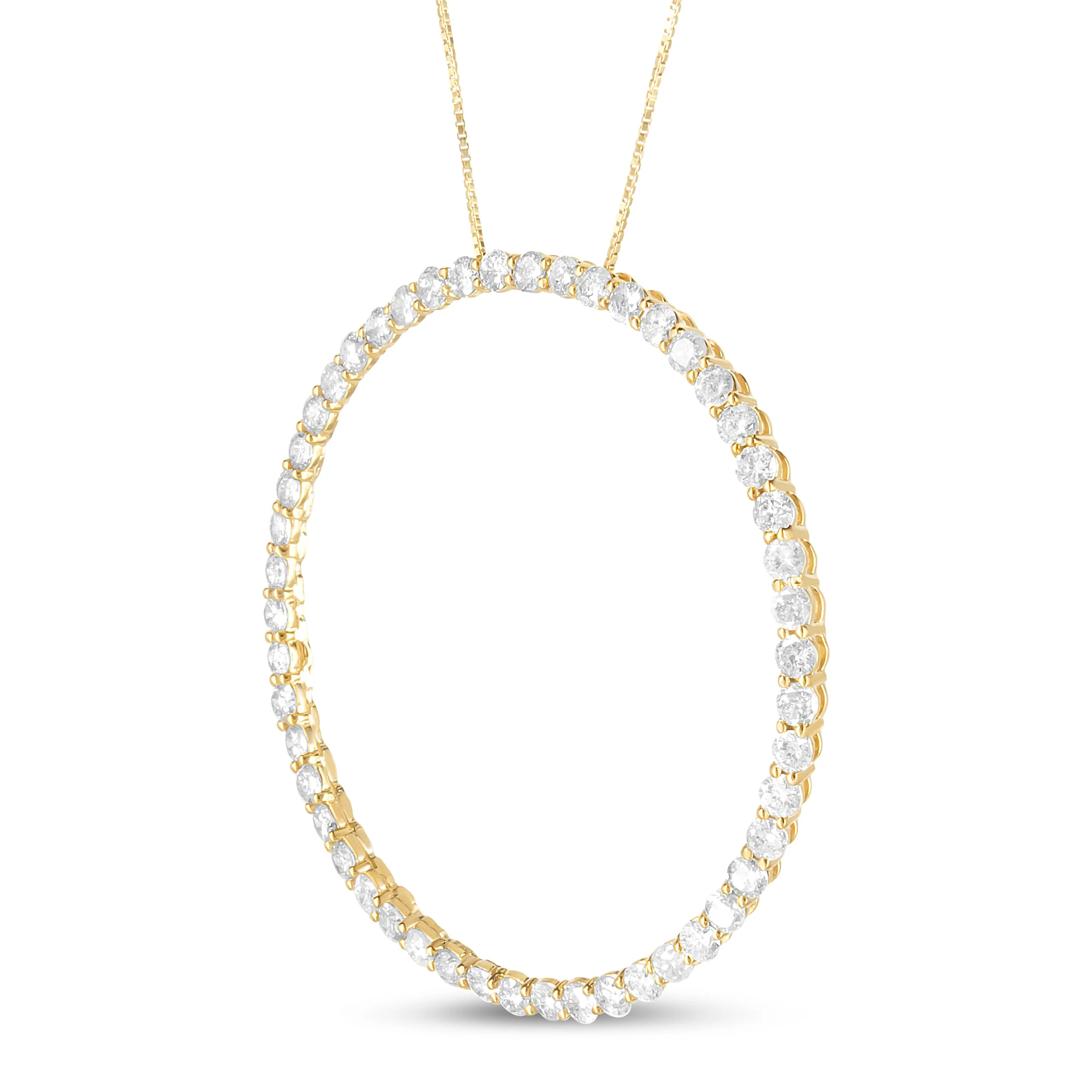 10K Yellow Gold Plated .925 Sterling Silver 4 Cttw Diamond Circle Hoop 18" Pendant Necklace (J-K Color, I1-I2 Clarity) - Image 12