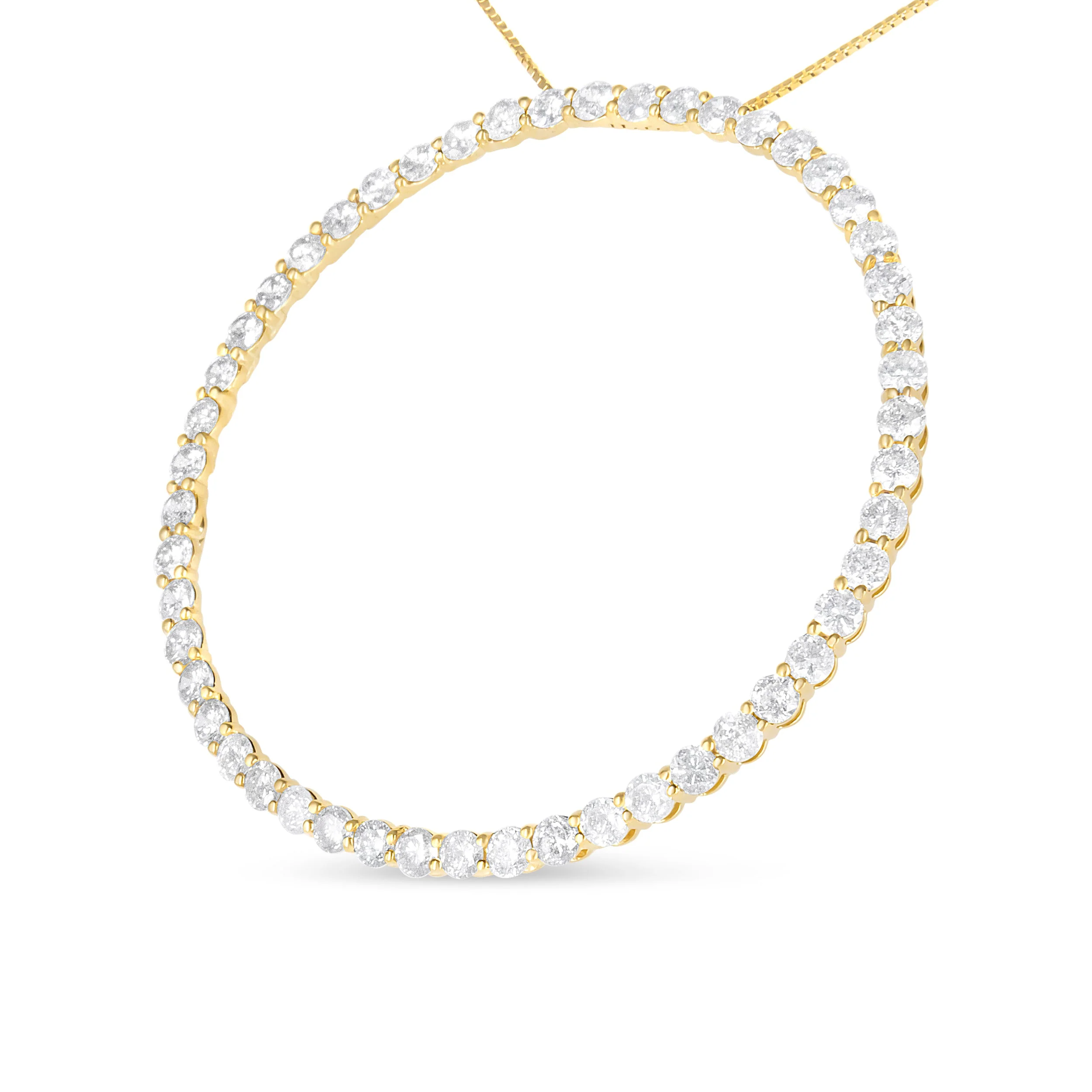 10K Yellow Gold Plated .925 Sterling Silver 4 Cttw Diamond Circle Hoop 18" Pendant Necklace (J-K Color, I1-I2 Clarity) - Image 2