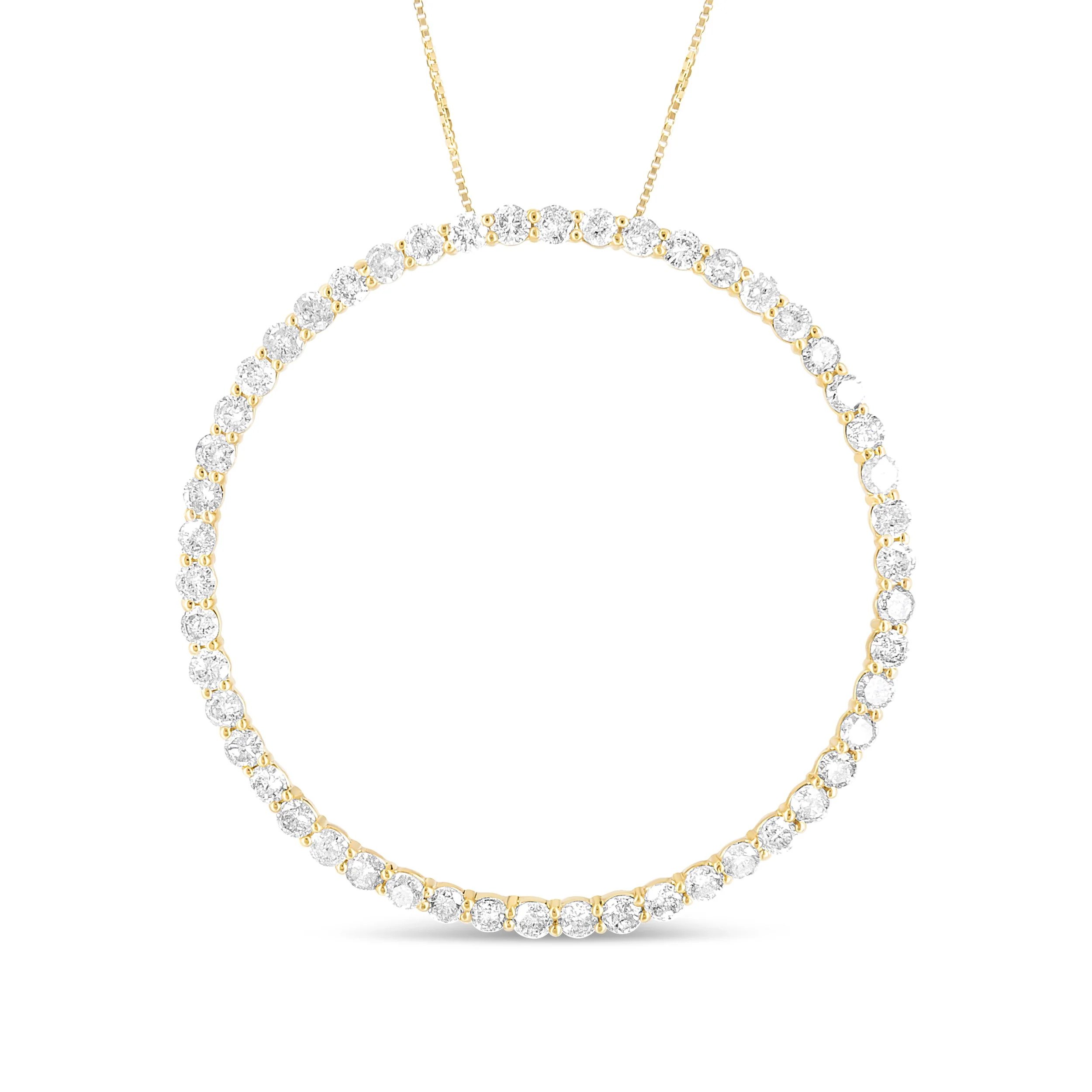 10K Yellow Gold Plated .925 Sterling Silver 4 Cttw Diamond Circle Hoop 18" Pendant Necklace (J-K Color, I1-I2 Clarity) - Image 4