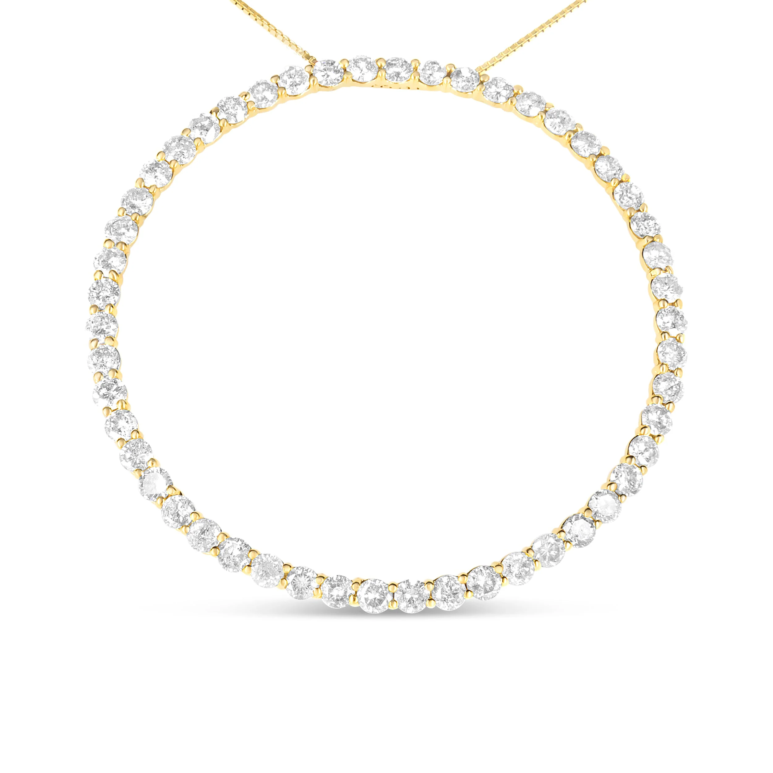 10K Yellow Gold Plated .925 Sterling Silver 4 Cttw Diamond Circle Hoop 18" Pendant Necklace (J-K Color, I1-I2 Clarity) - Image 8