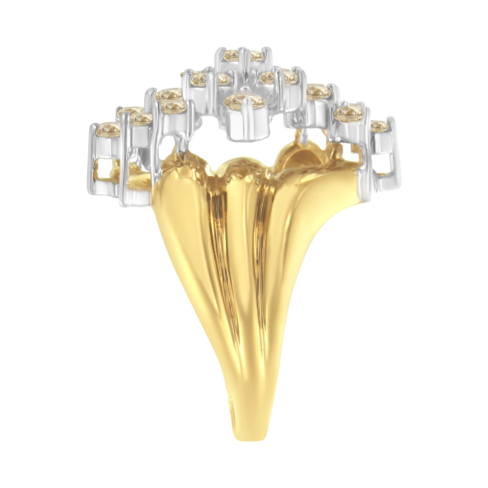 10K Yellow Gold Plated .925 Sterling Silver Diamond Cocktail Ring (1 1/2 Cttw, J-K Color, I1-I2 Clarity) - Size 7 - Image 6