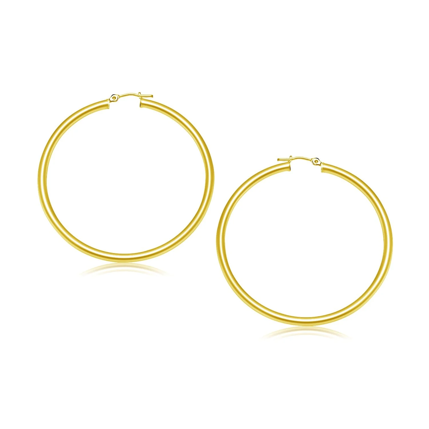 10k Yellow Gold Polished Hoop Earrings (30 mm) - Image 2