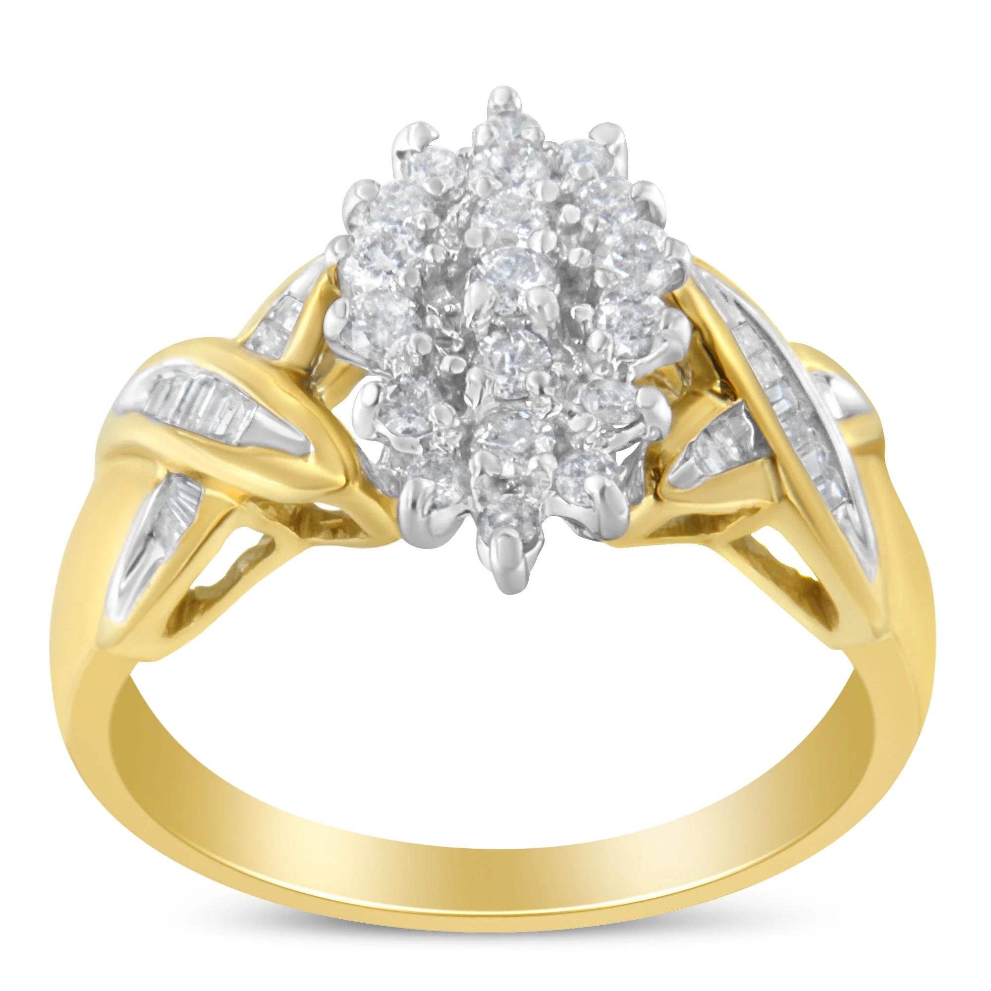 10K Yellow Gold Round And Baguette-Cut Diamond Ring (1/2 Cttw, H-I Color, I1-I2 Clarity) - Size 6 - Image 3