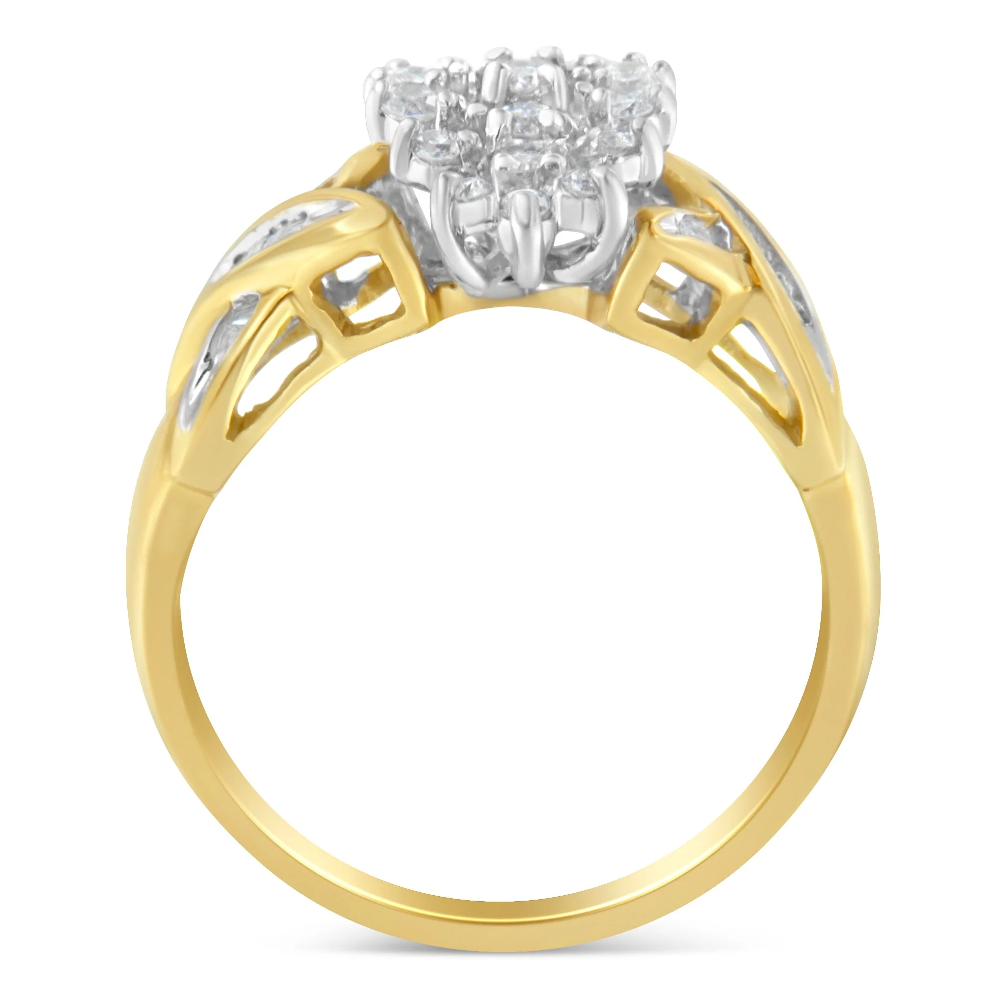 10K Yellow Gold Round And Baguette-Cut Diamond Ring (1/2 Cttw, H-I Color, I1-I2 Clarity) - Size 6 - Image 7