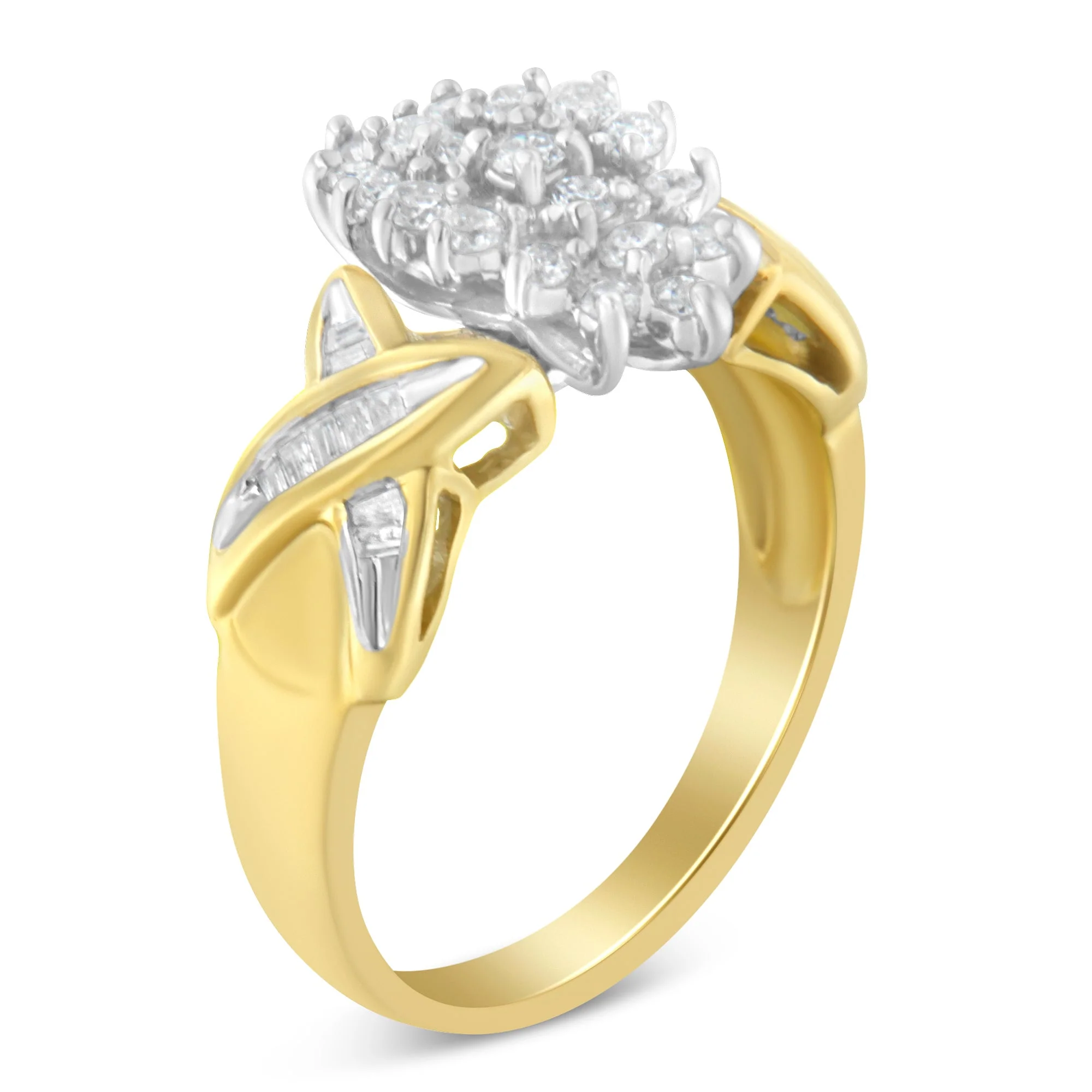 10K Yellow Gold Round And Baguette-Cut Diamond Ring (1/2 Cttw, H-I Color, I1-I2 Clarity) - Size 6 - Image 9