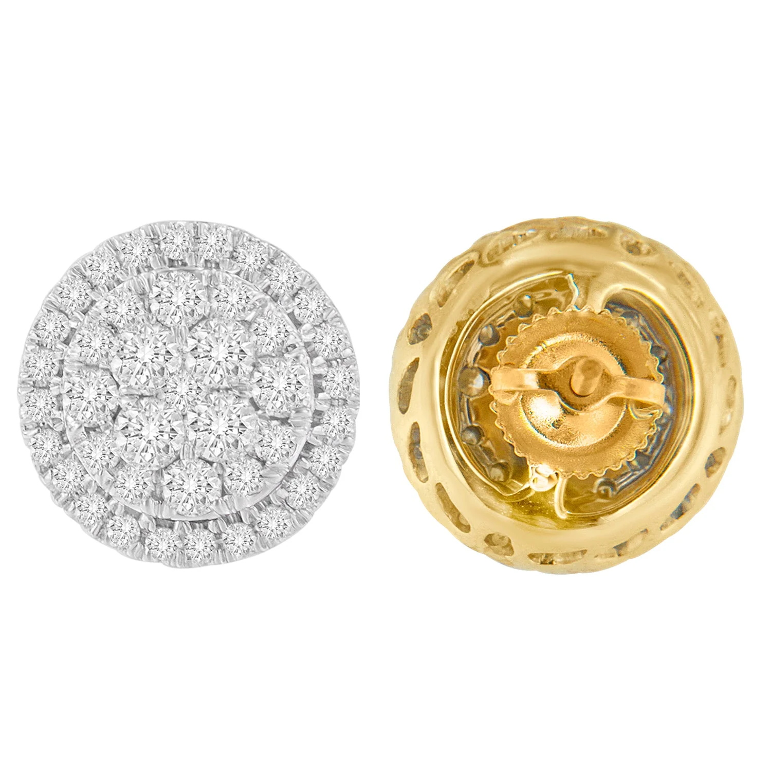 10K Yellow Gold Round Cut Diamond Earrings (1.5 cttw, H-I Color, I2-I3 Clarity) - Image 7