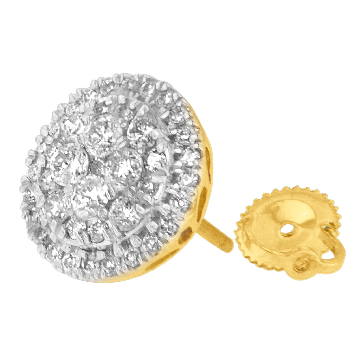 10K Yellow Gold Round Cut Diamond Earrings (1.5 cttw, H-I Color, I2-I3 Clarity) - Image 8