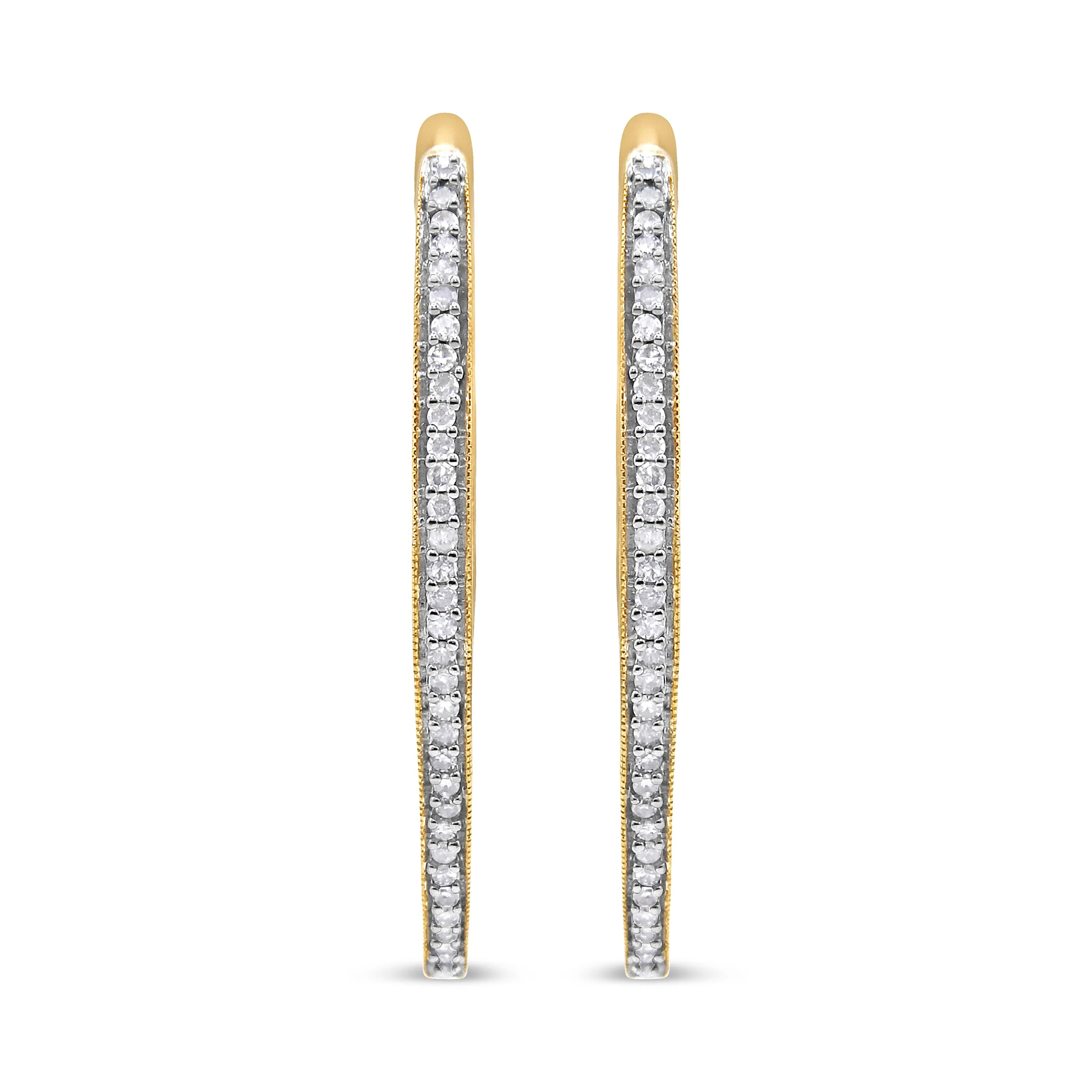 10k Yellow Gold Round Cut Diamond Earrings (1 cttw, I-J Color, I2-I3 Clarity) - Image 2