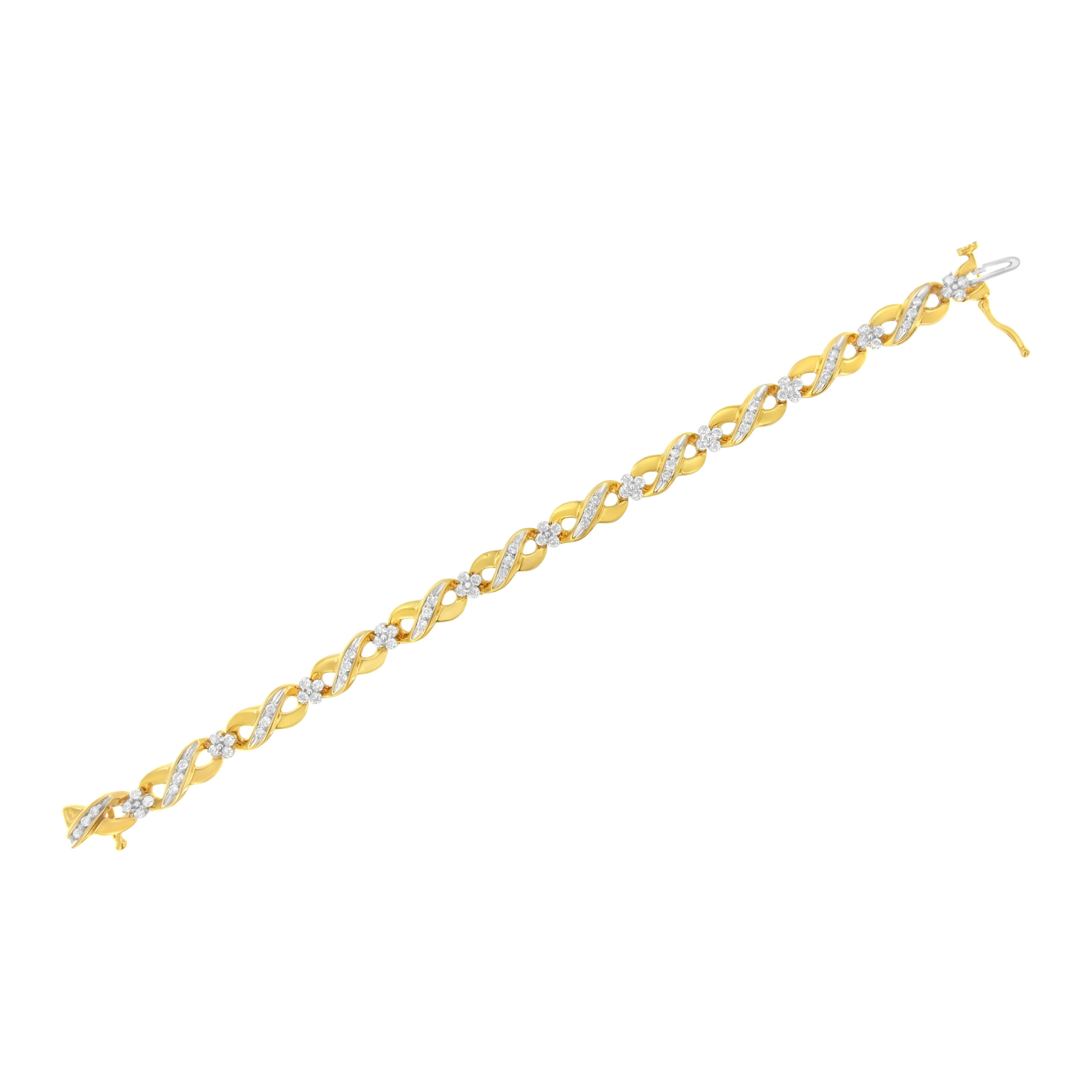 10K Yellow Gold Round-Cut Diamond Infinite Love Bracelet (1.00 cttw, I-J Color, I2-I3 Clarity) - Image 10