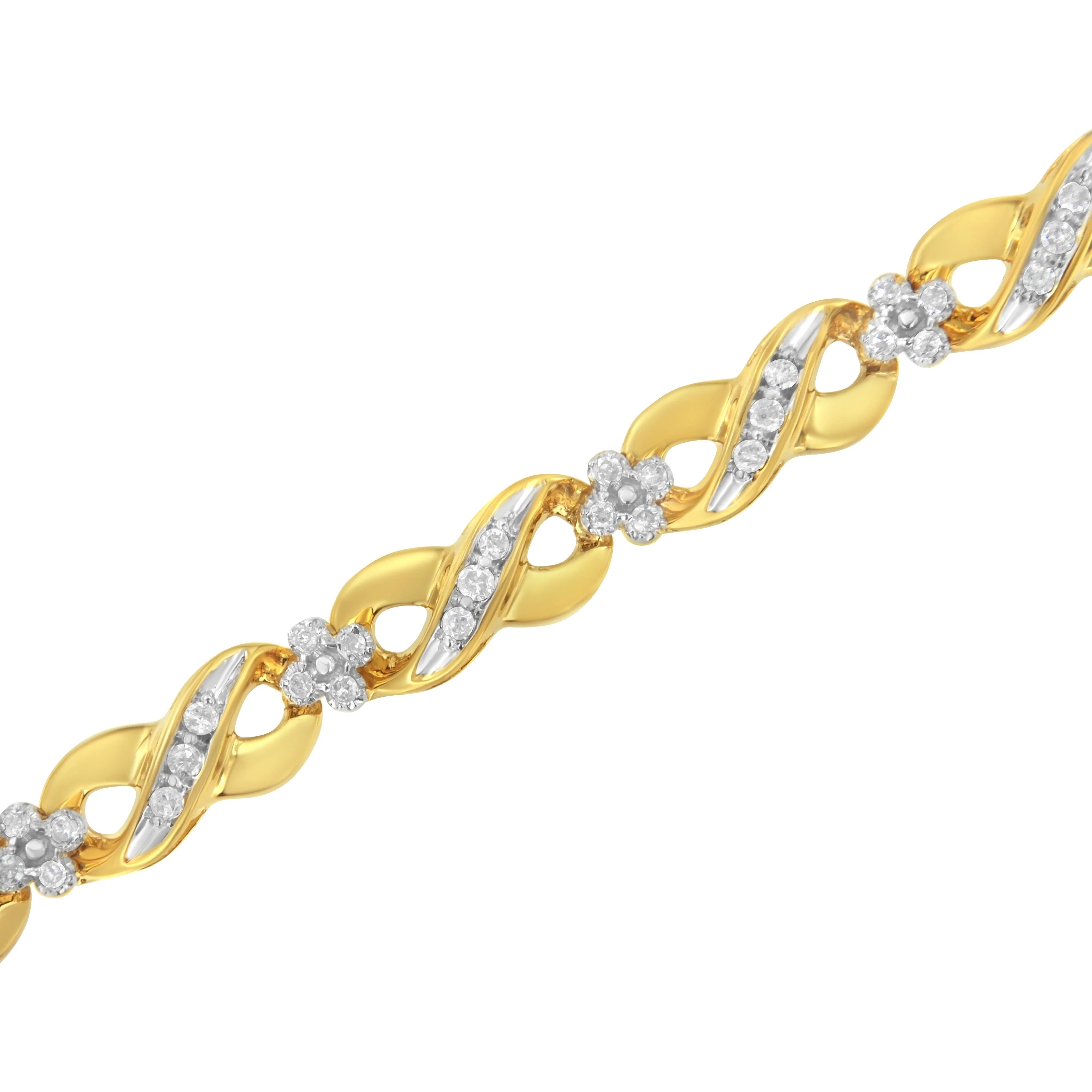 10K Yellow Gold Round-Cut Diamond Infinite Love Bracelet (1.00 cttw, I-J Color, I2-I3 Clarity) - Image 4