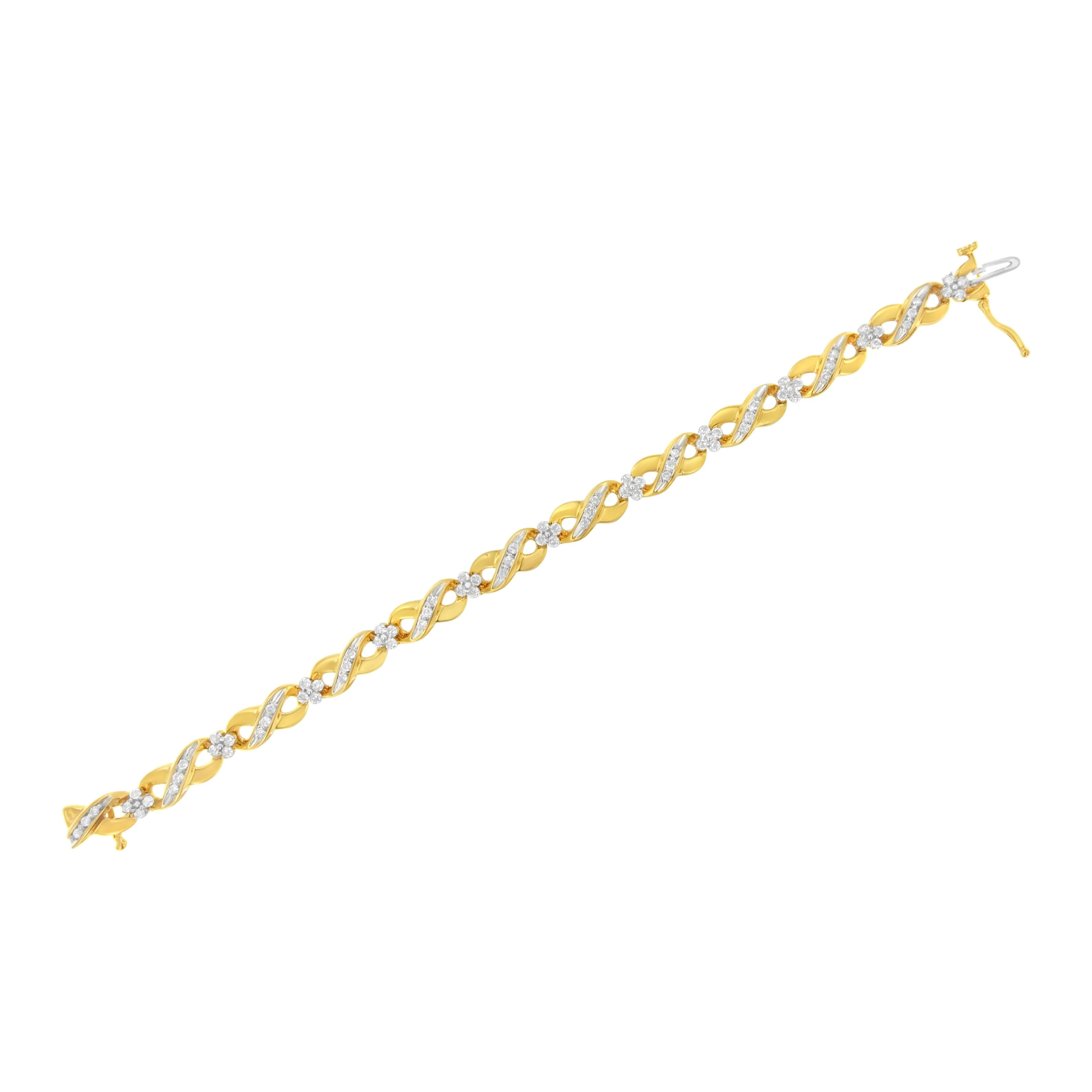 10K Yellow Gold Round-Cut Diamond Infinite Love Bracelet (1.00 cttw, I-J Color, I2-I3 Clarity) - Image 5