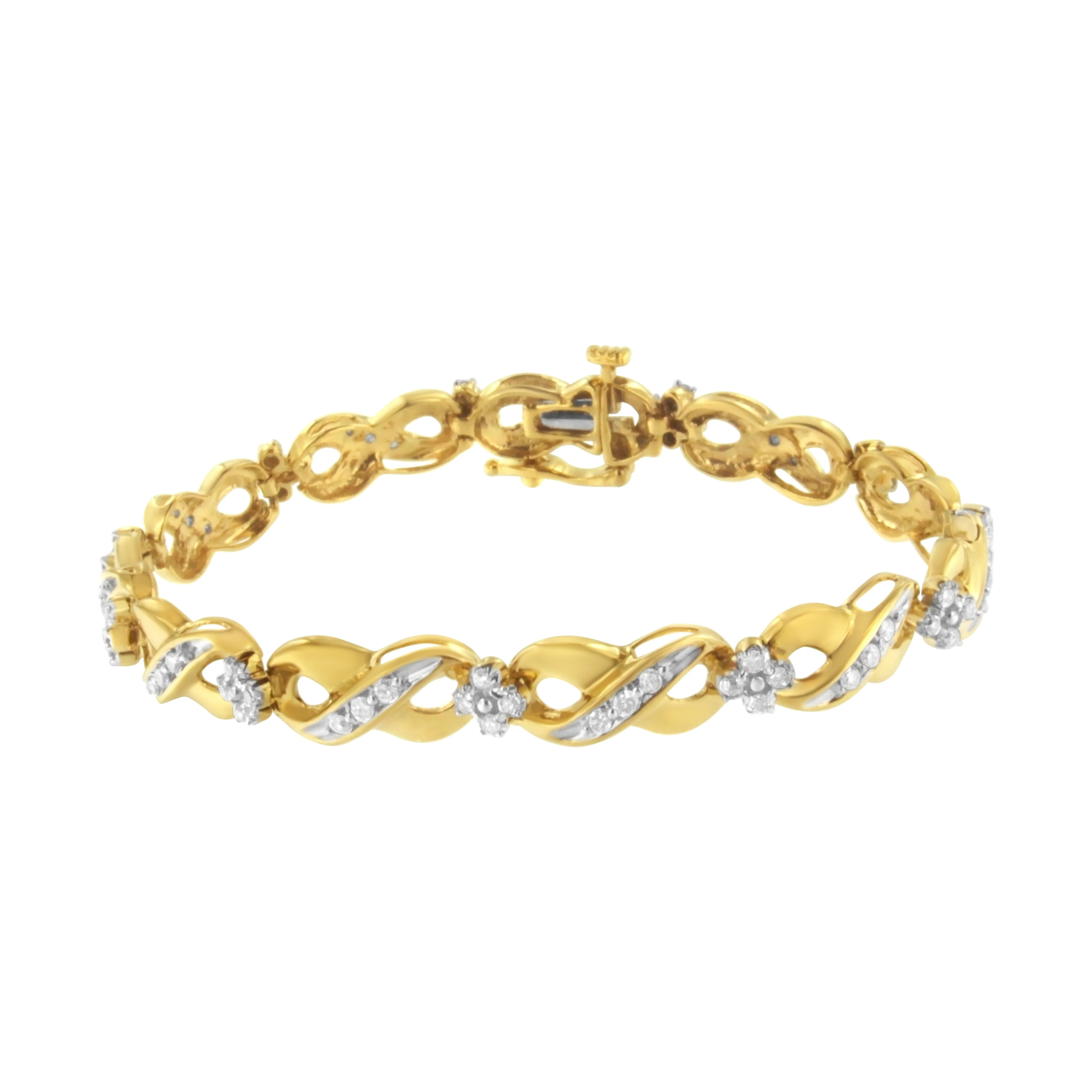 10K Yellow Gold Round-Cut Diamond Infinite Love Bracelet (1.00 cttw, I-J Color, I2-I3 Clarity) - Image 6