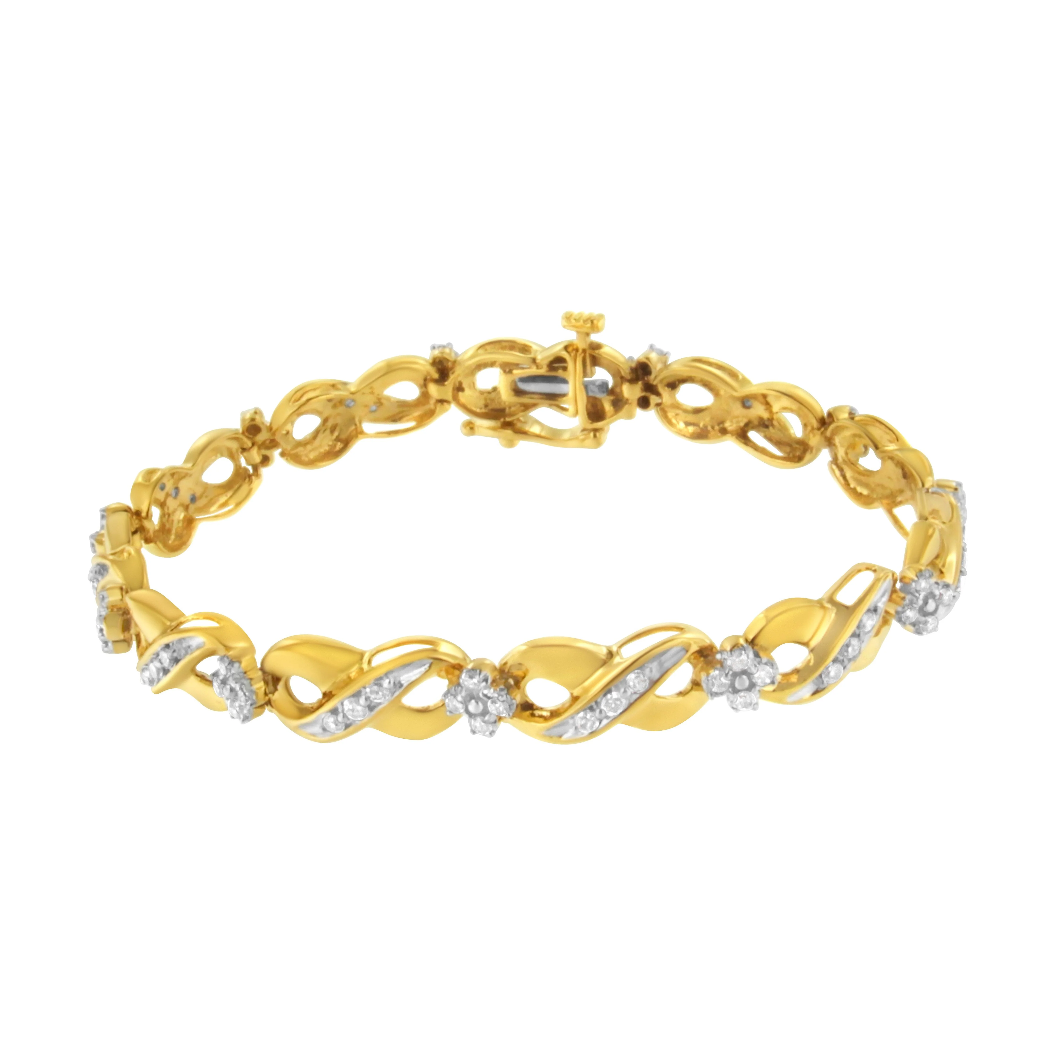 10K Yellow Gold Round-Cut Diamond Infinite Love Bracelet (1.00 cttw, I-J Color, I2-I3 Clarity) - Image 7