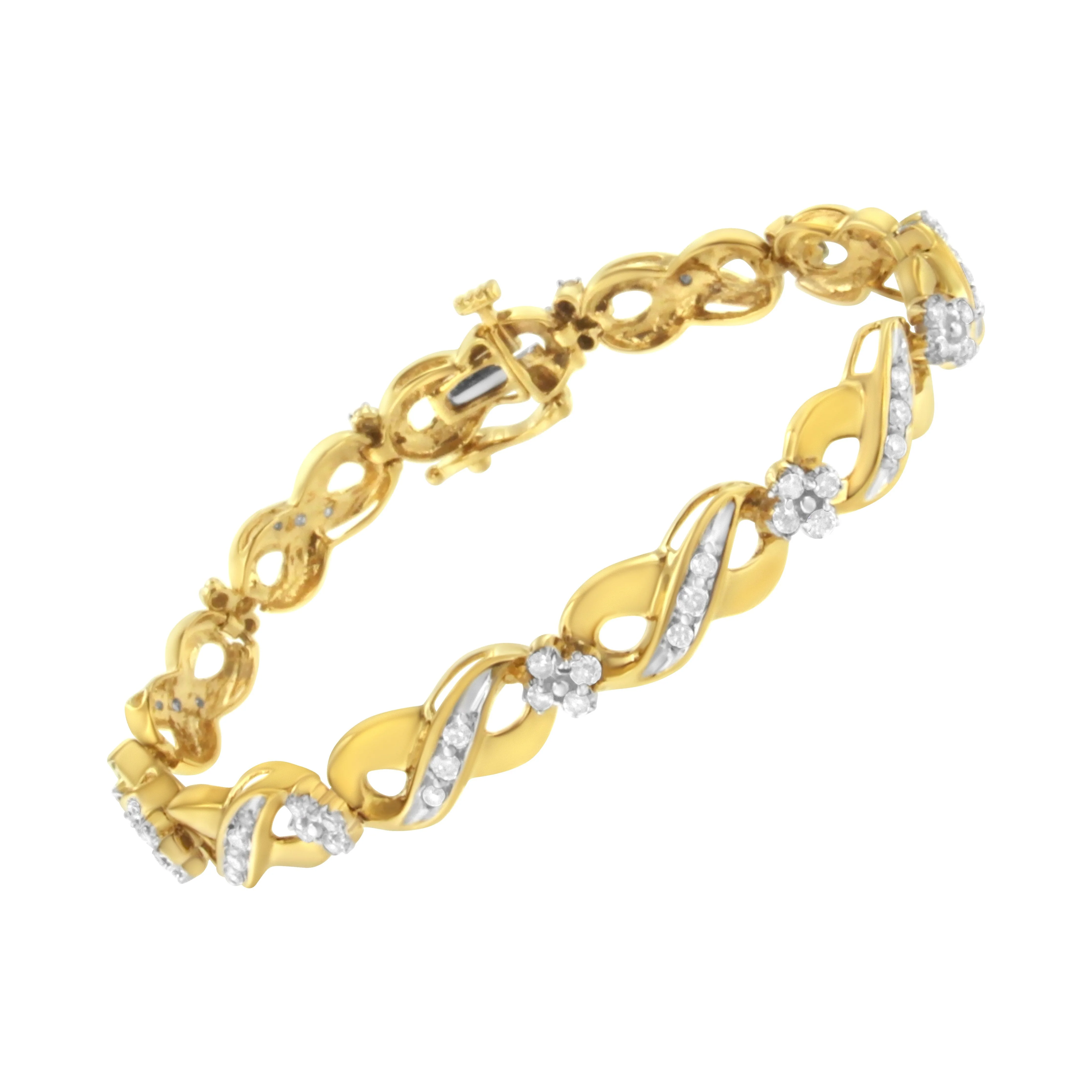 10K Yellow Gold Round-Cut Diamond Infinite Love Bracelet (1.00 cttw, I-J Color, I2-I3 Clarity) - Image 8