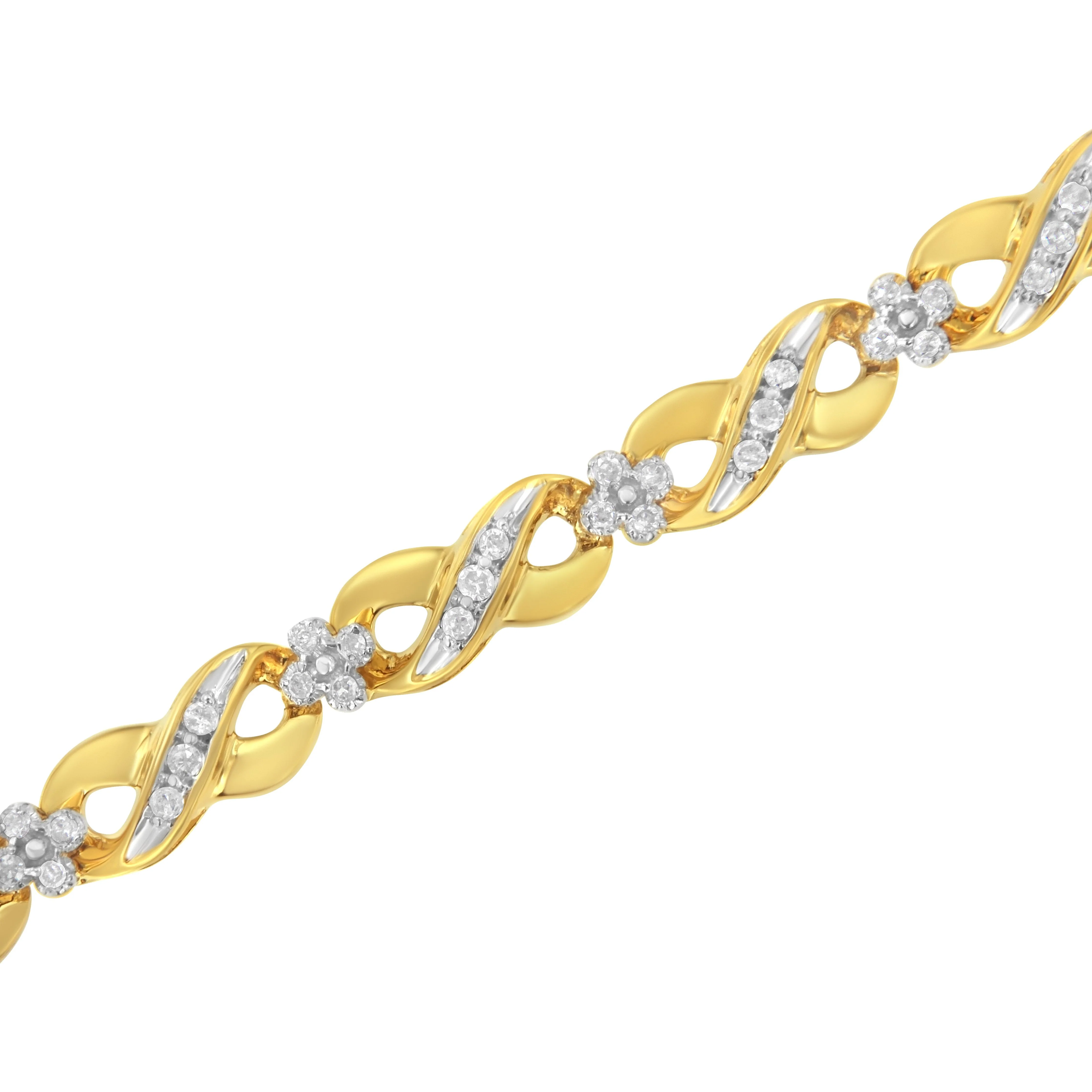 10K Yellow Gold Round-Cut Diamond Infinite Love Bracelet (1.00 cttw, I-J Color, I2-I3 Clarity) - Image 9