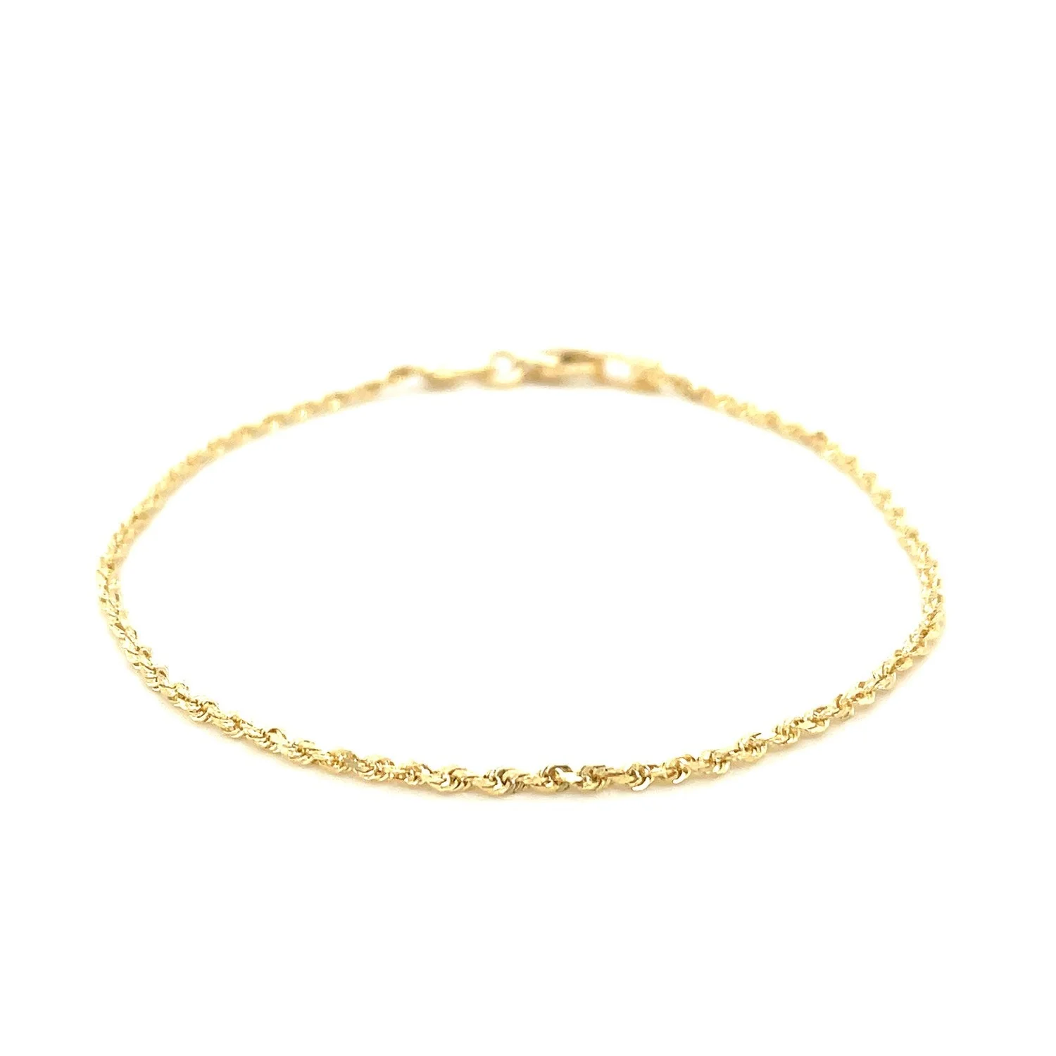 10k Yellow Gold Solid Diamond Cut Rope Bracelet 1.5mm - Image 6