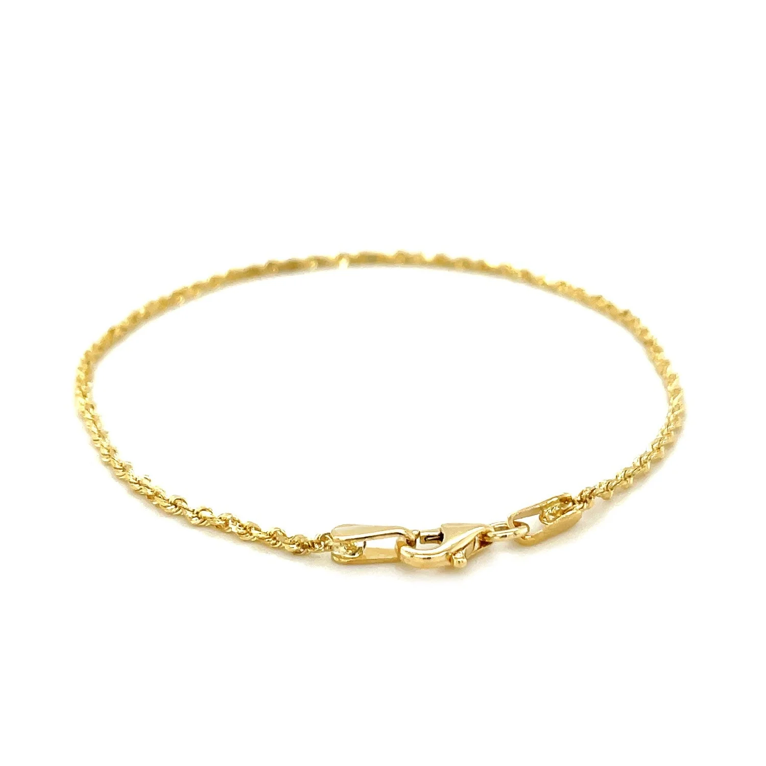 10k Yellow Gold Solid Diamond Cut Rope Bracelet 1.5mm - Image 7