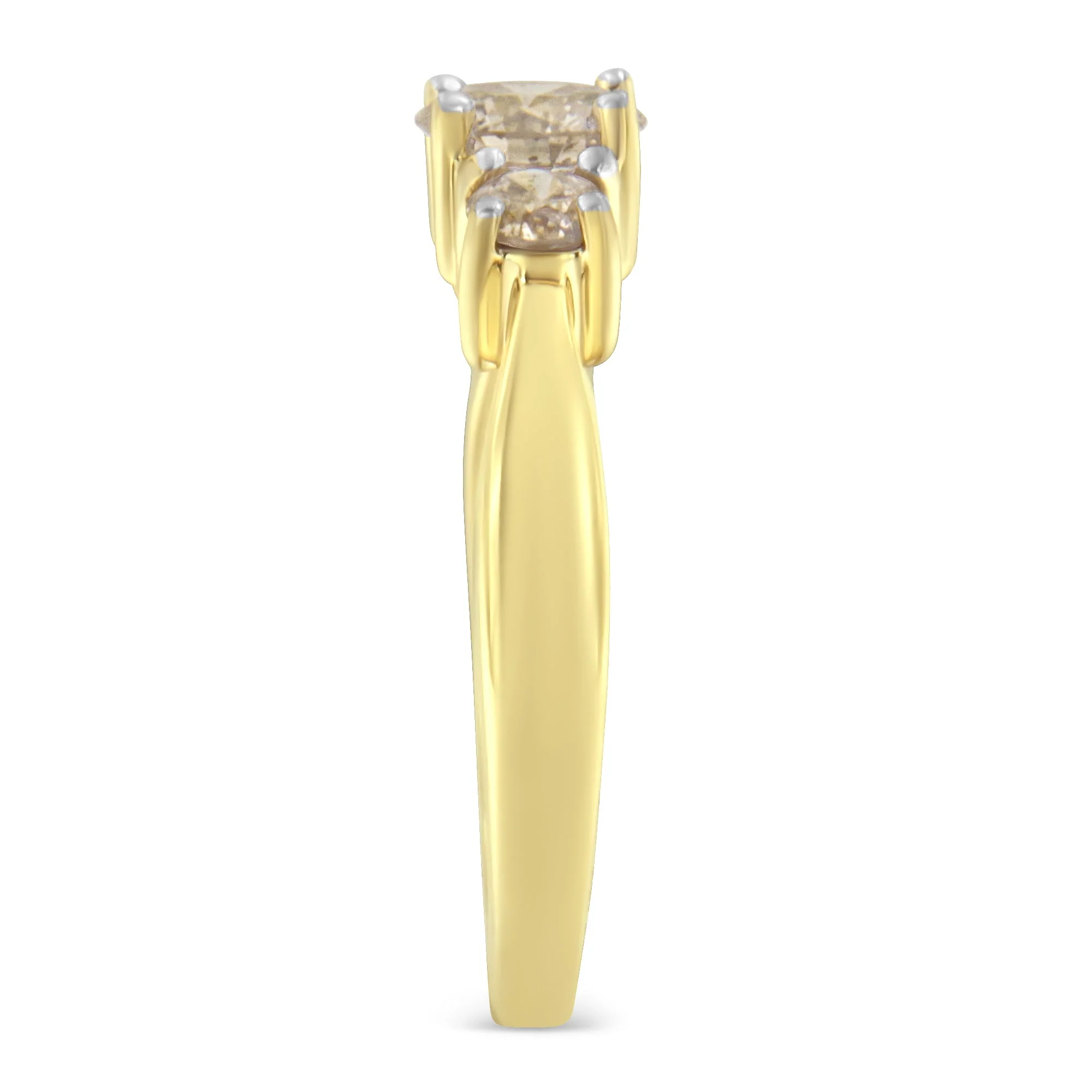 10K Yellow Gold Three Stone Diamond Band Ring (1.00 cttw, J-K Color, I2-I3 Clarity) - Image 10