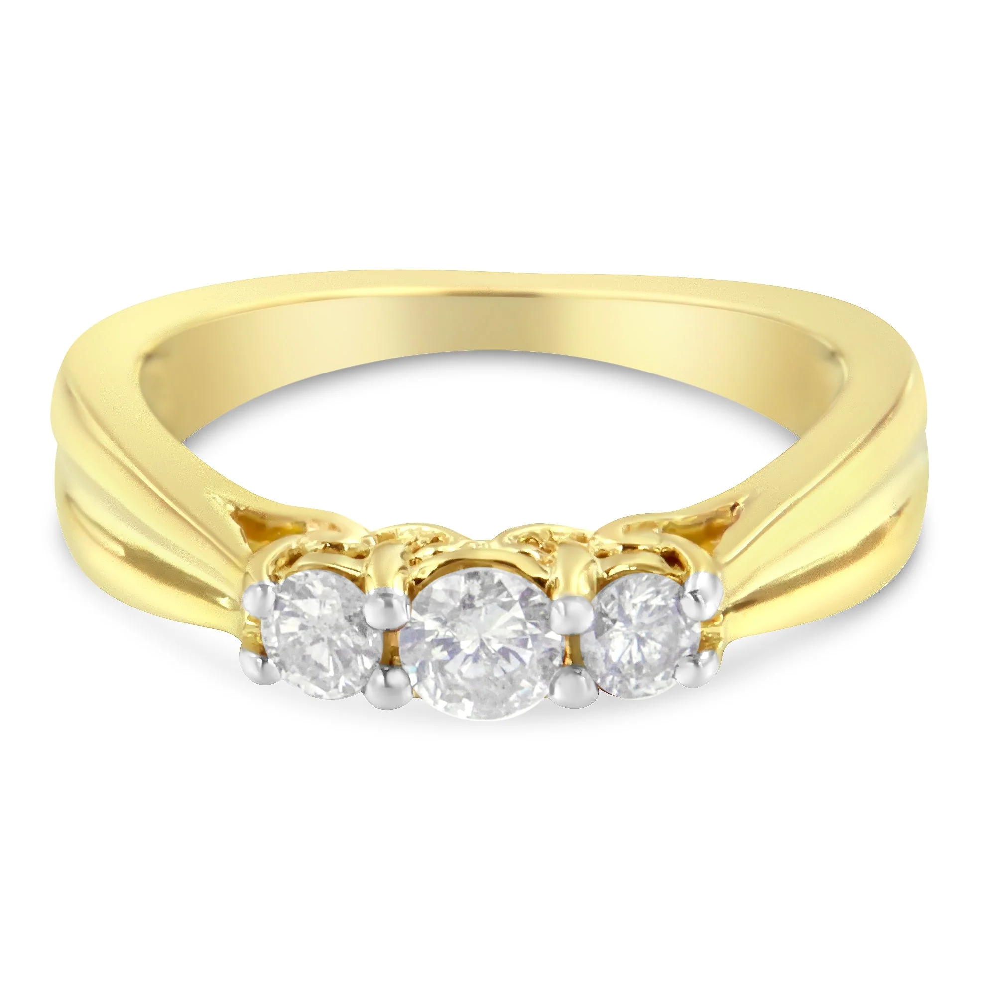 10K Yellow Gold Three-stone Diamond Ring (0.50 cttw, J-K Color, I2-I3 Clarity) - Image 7