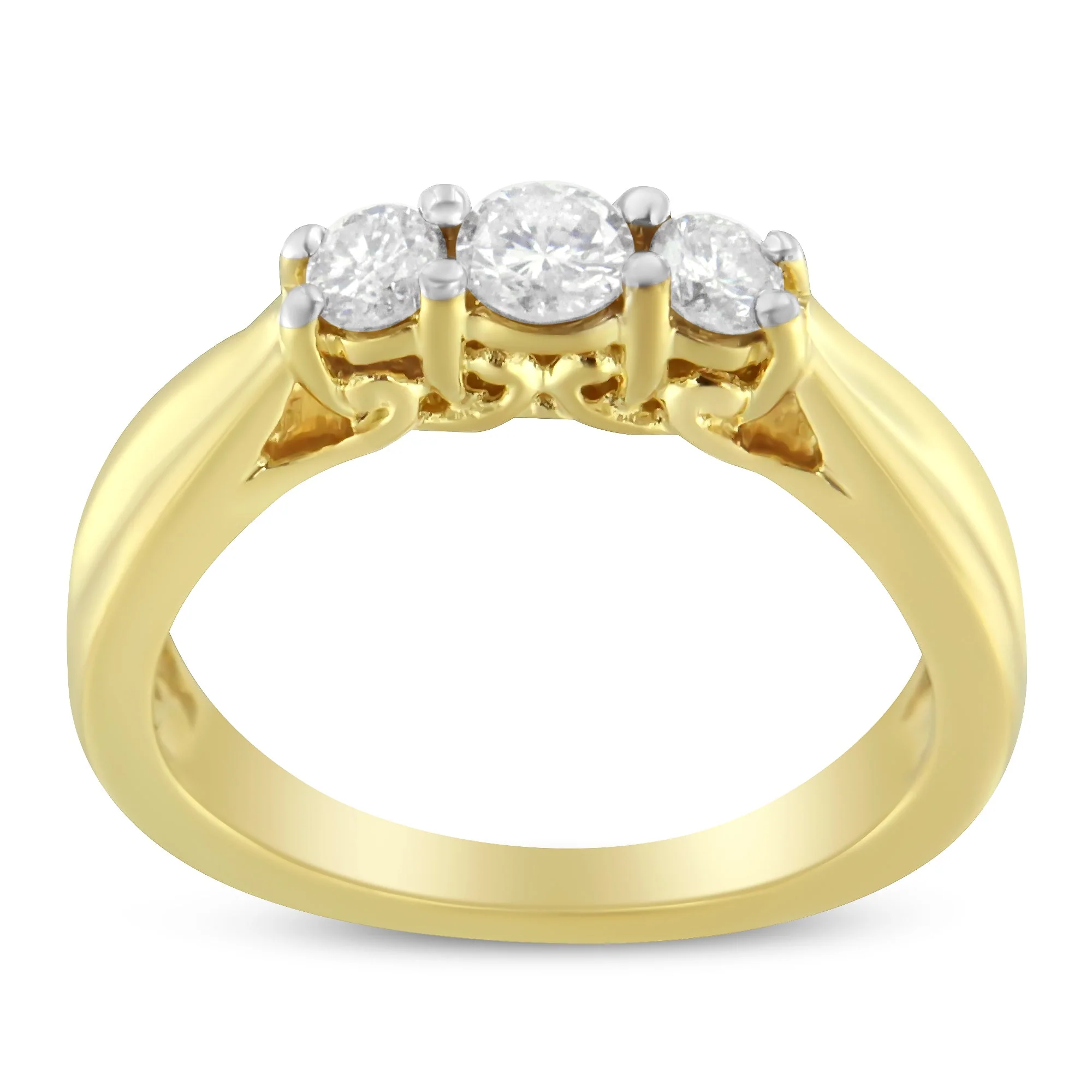 10K Yellow Gold Three-stone Diamond Ring (0.50 cttw, J-K Color, I2-I3 Clarity) - Image 8
