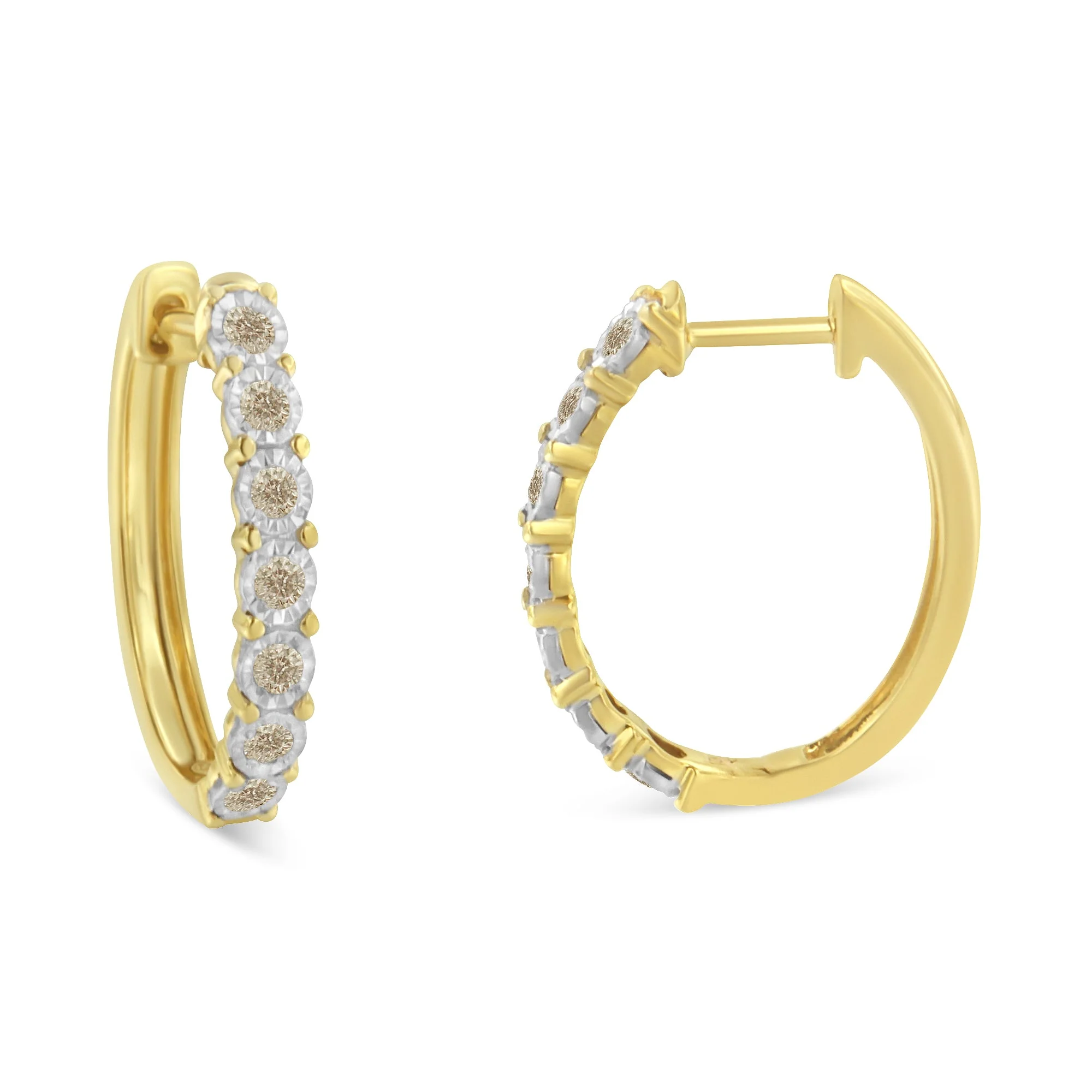 10KT Two-Toned Gold Diamond Hoop Earring (1/2 cttw, J-K Color, I2-I3 Clarity) - Image 6