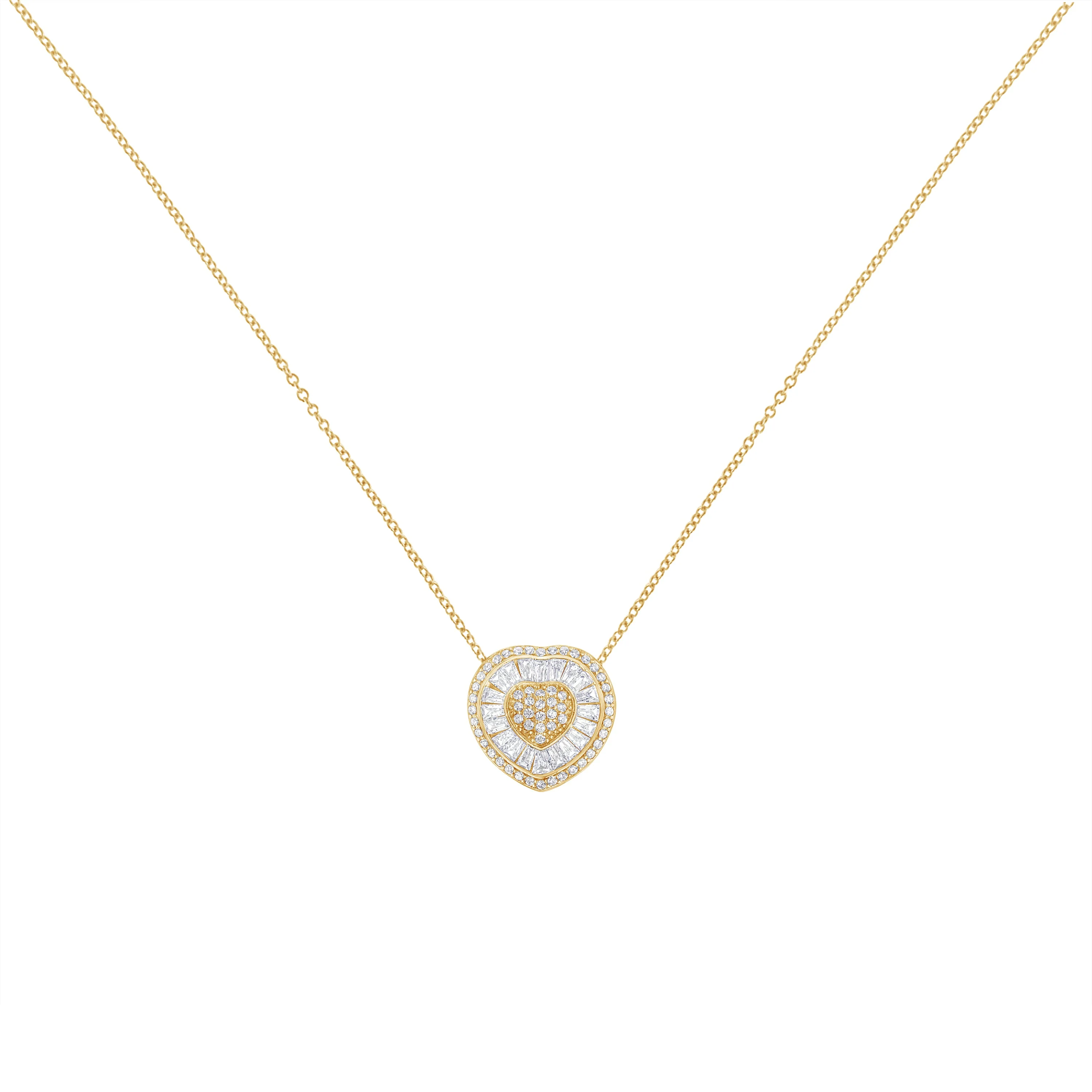 10KT Yellow Gold Diamond Heart Pendant Necklace (1/2 cttw, H-I Color, I1-I2 Clarity) - Image 2