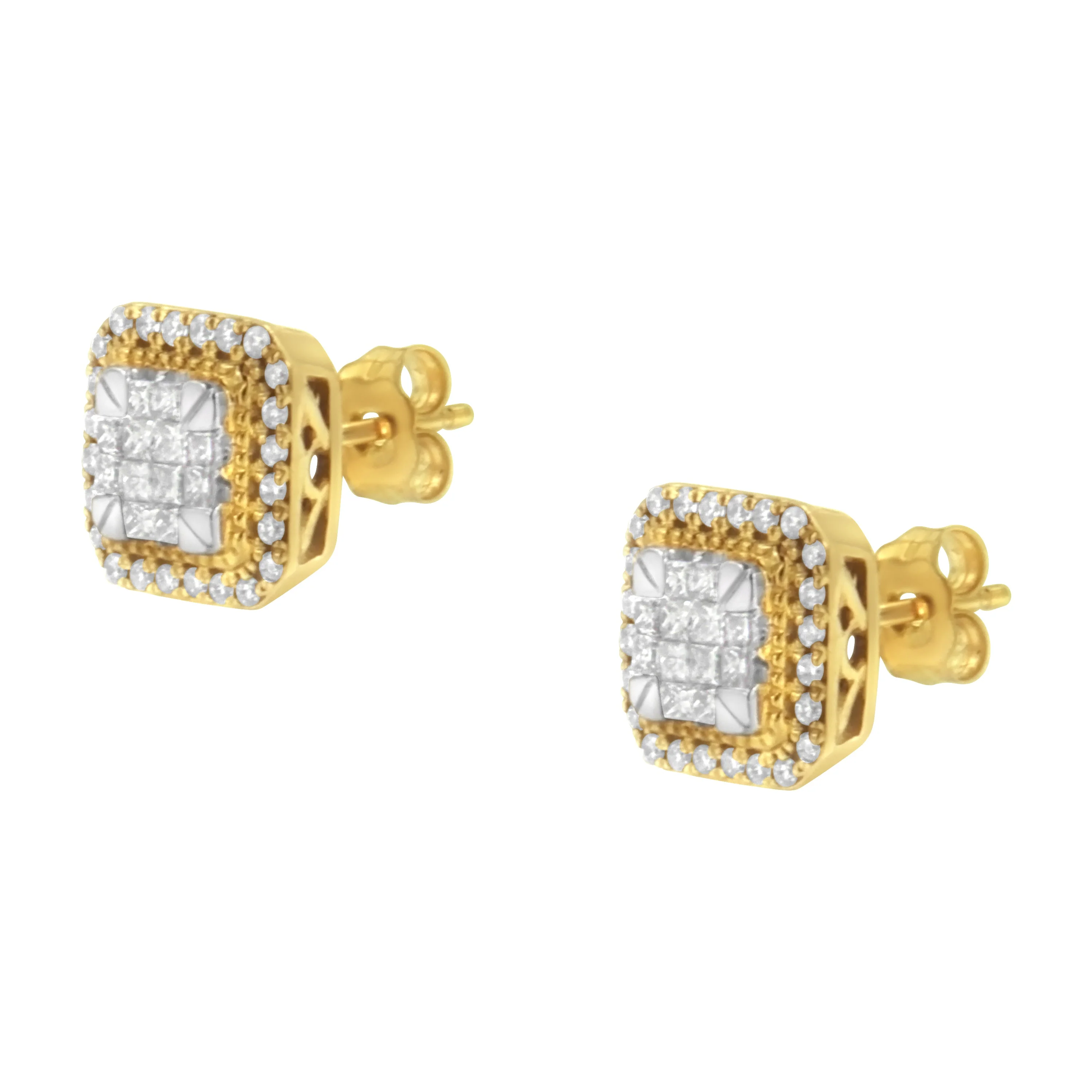 10KT Yellow Gold Diamond Stud Earrings (1/2 cttw, H-I Color, SI2-I1 Clarity) - Image 4