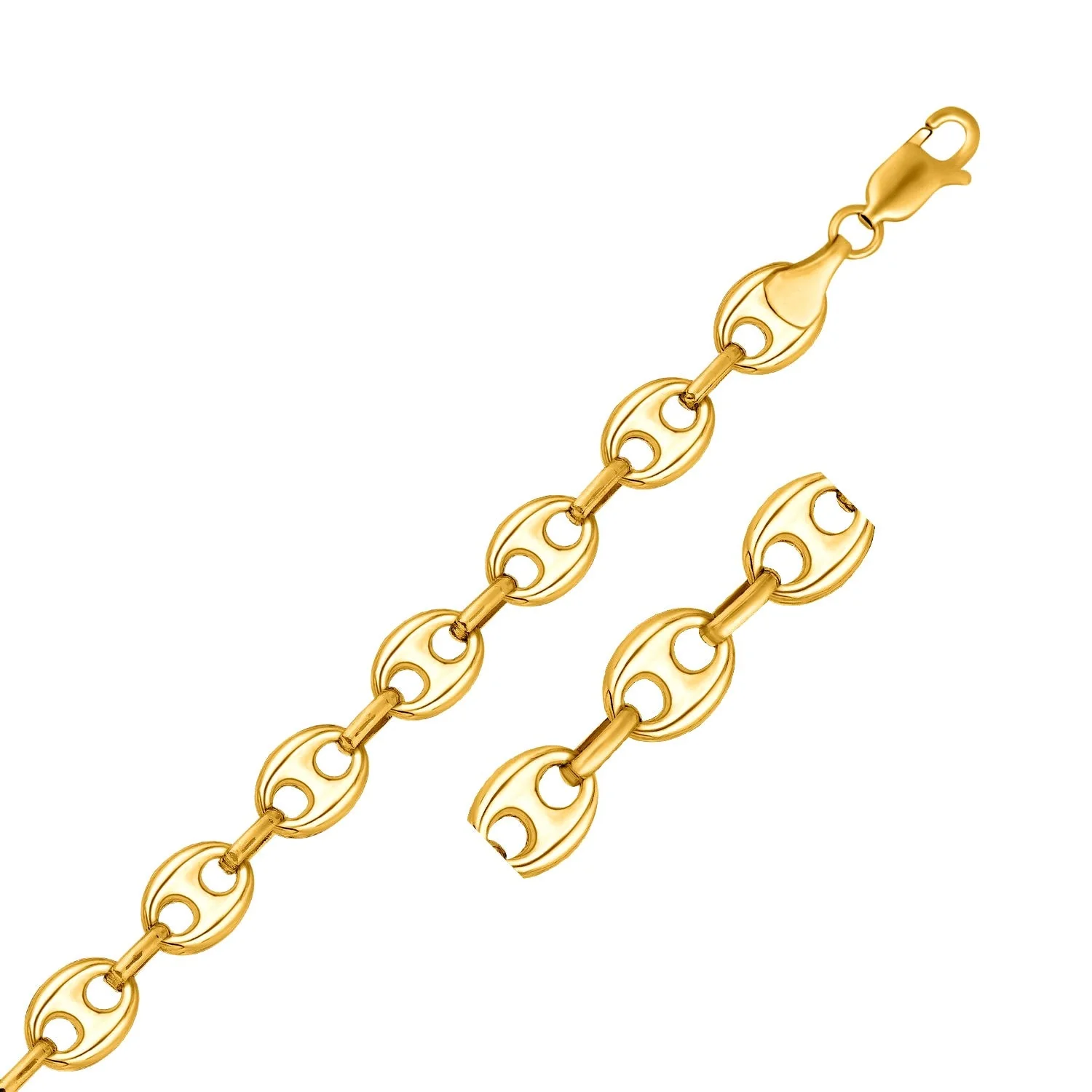 11.0mm 14k Yellow Gold Puffed Mariner Link Chain - Image 3