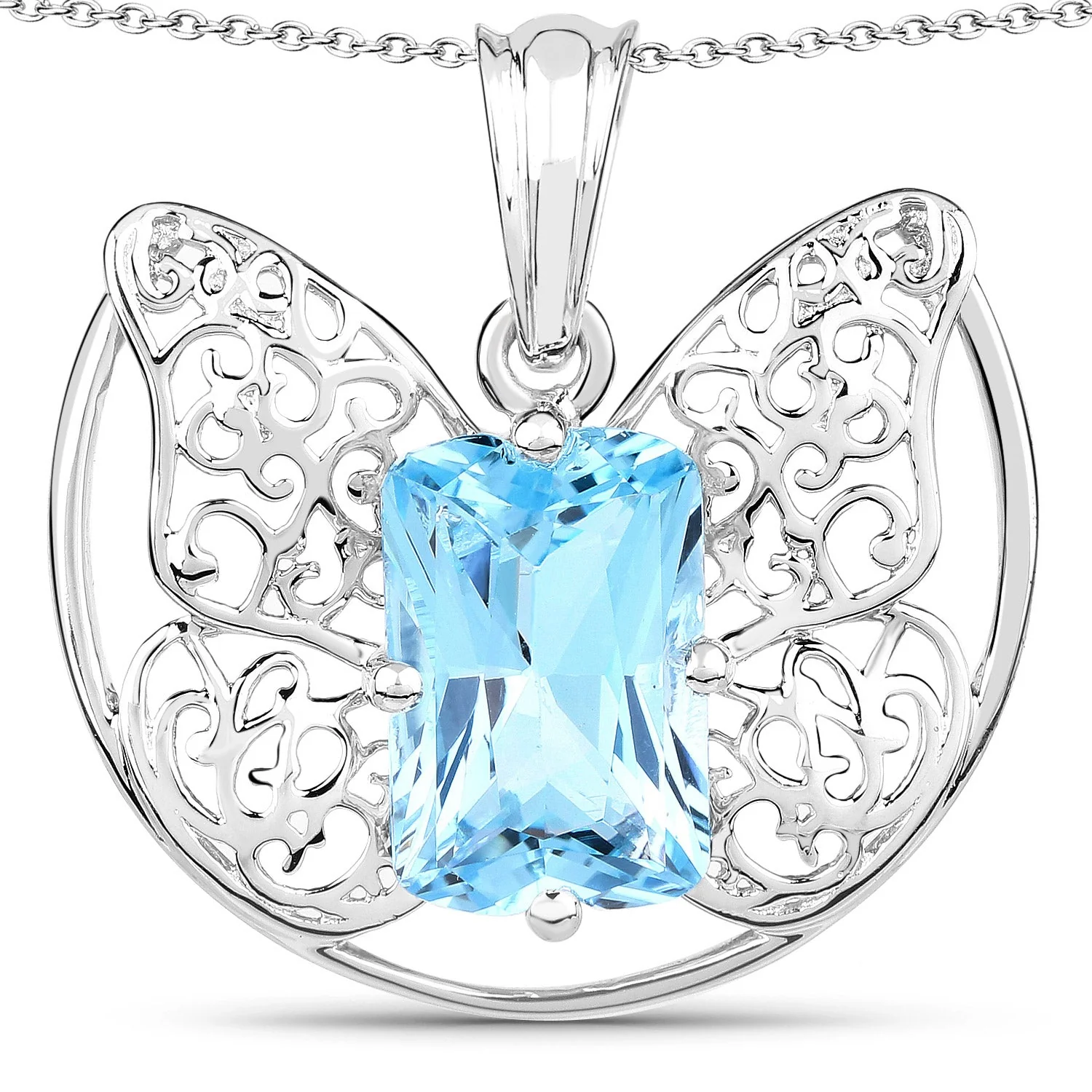 11.10 Carat Genuine Swiss Blue Topaz .925 Sterling Silver Pendant