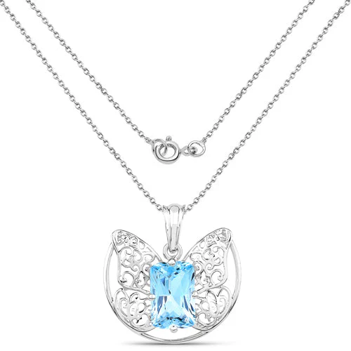 11.10 Carat Genuine Swiss Blue Topaz .925 Sterling Silver Pendant - Image 4