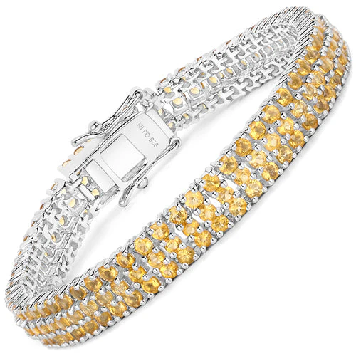 11.12 Carat Genuine Citrine .925 Sterling Silver Bracelet - Image 2