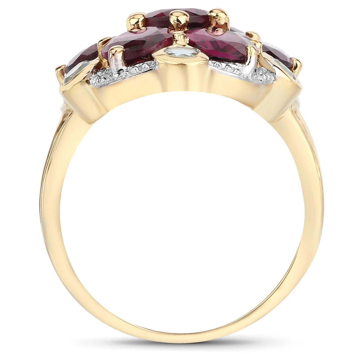 11.22 Carat Genuine Rhodolite and Blue Topaz .925 Sterling Silver Ring - Image 2