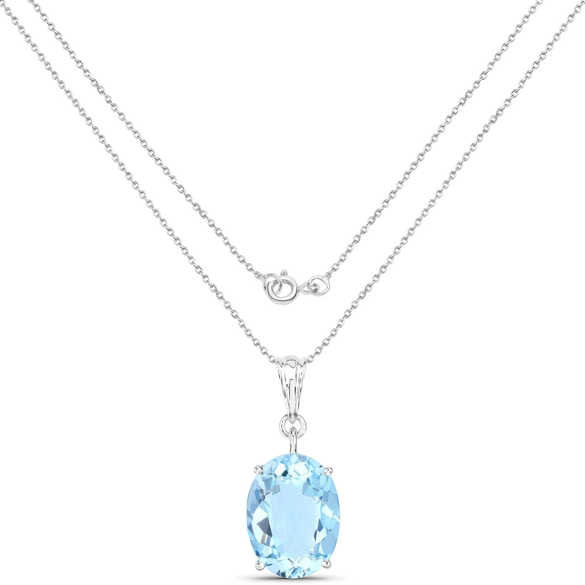 11.25 Carat Genuine Swiss Blue Topaz .925 Sterling Silver Pendant - Image 2