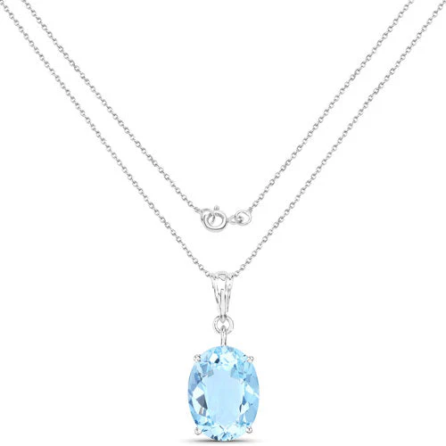 11.25 Carat Genuine Swiss Blue Topaz .925 Sterling Silver Pendant - Image 4