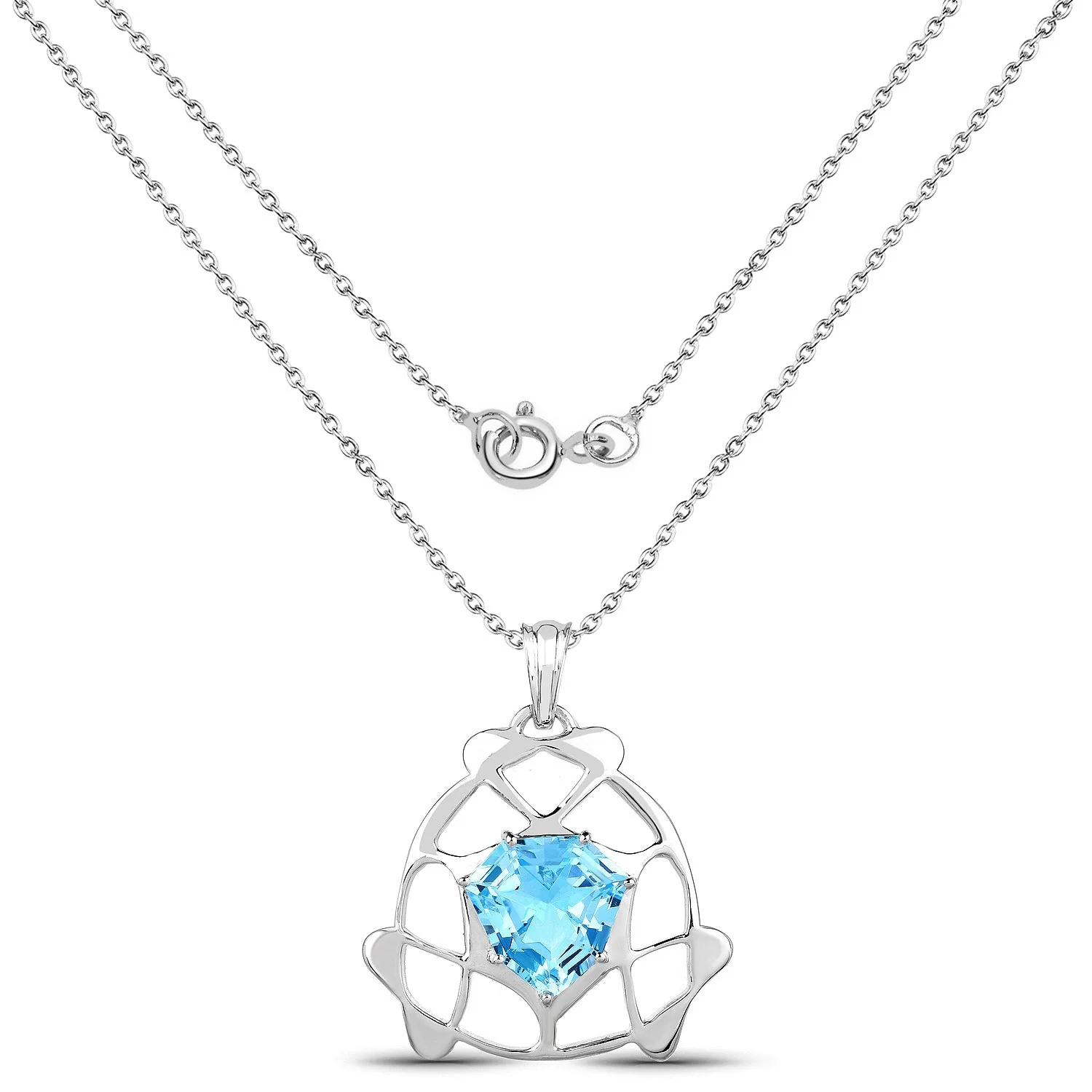 11.50 Carat Genuine Swiss Blue Topaz .925 Sterling Silver Pendant - Image 2