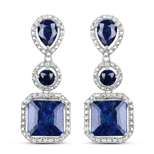 11.62 Carat Dyed Sapphire .925 Sterling Silver Earrings - Image 5